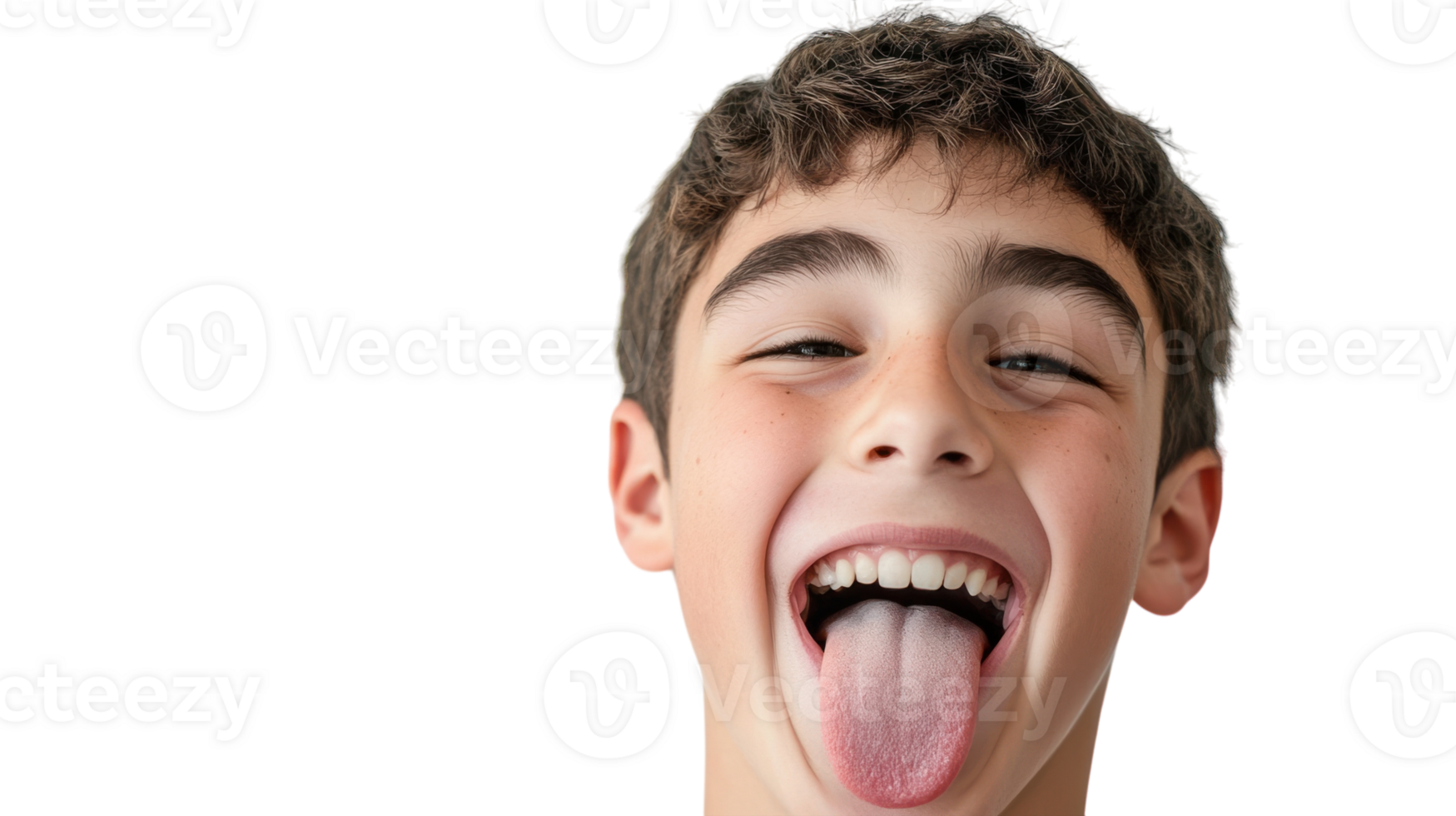 A Playful Teenage Boy Sticking His Tongue Out, Perfect for Capturing Youthful Energy, Fun, and Joy in Your Creative Projects or Marketing Materials. png