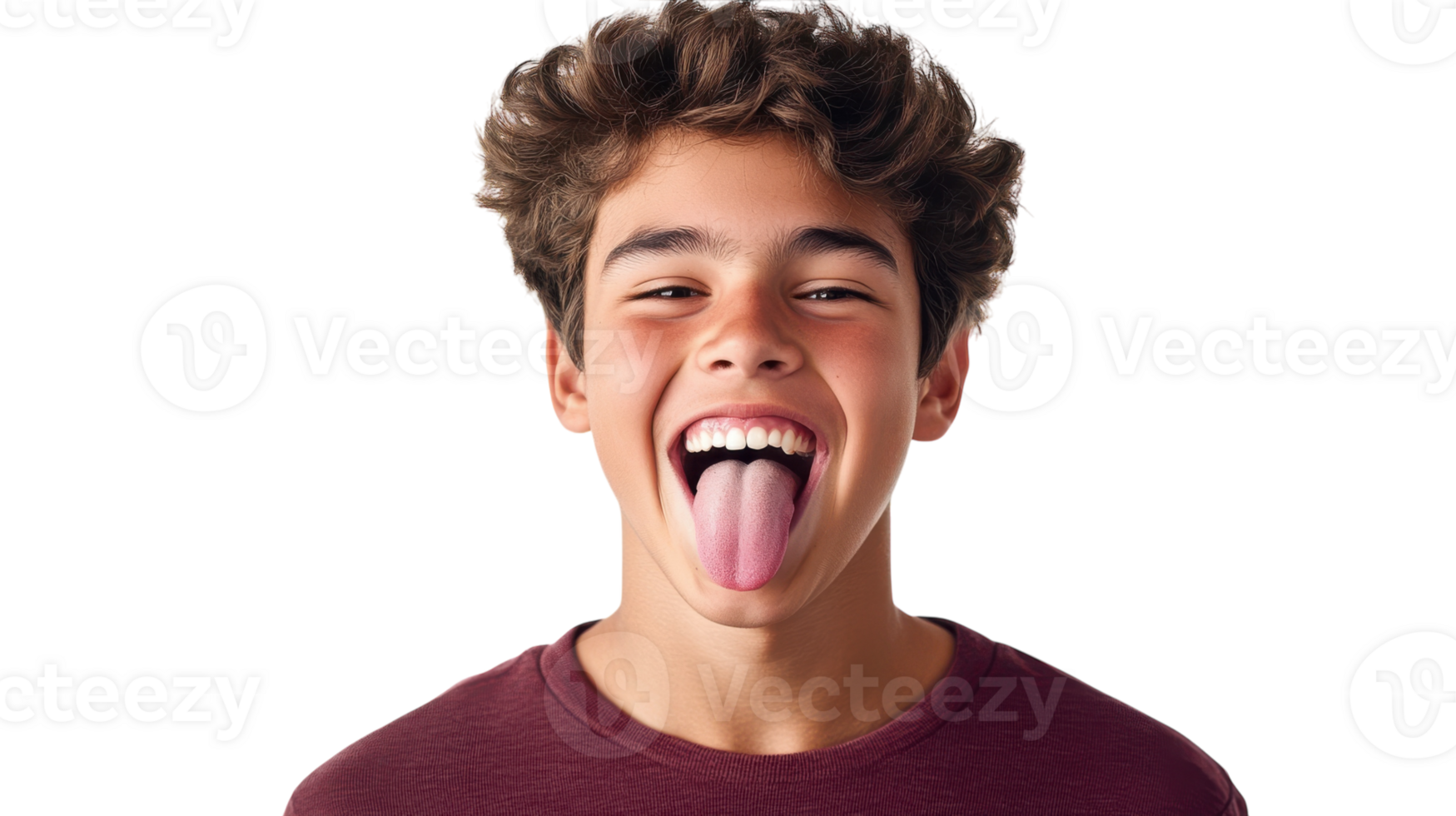 A Playful Teenage Boy Sticking His Tongue Out, Perfect for Capturing Joy and Fun in Youthful Expressions. png