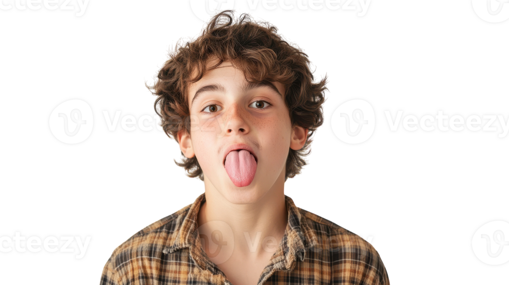 Playful Portrait of a Teenage Boy Sticking His Tongue Out, Perfect for Children's Themes and Lighthearted Projects. png