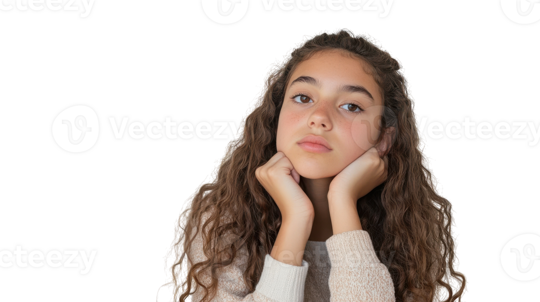 A Teenage Girl Sitting in a Room Expressing Boredom While Resting Her Head on Her Hand, Perfect for Articles about Youthful Emotions. png