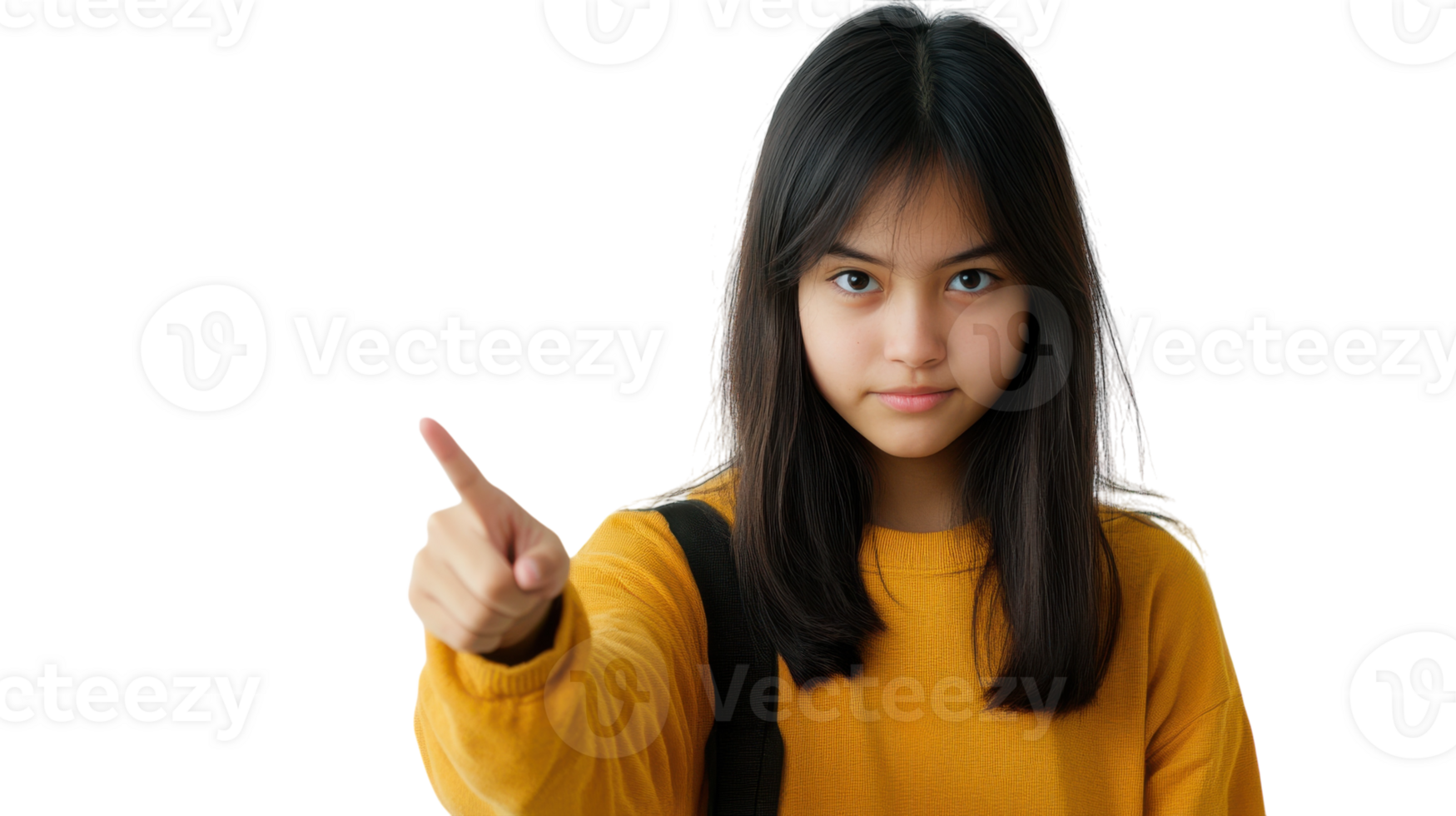Determined Teenage Girl Pointing at the Camera, Ideal for Empowerment, Leadership, and Youth Motivation Themes. png