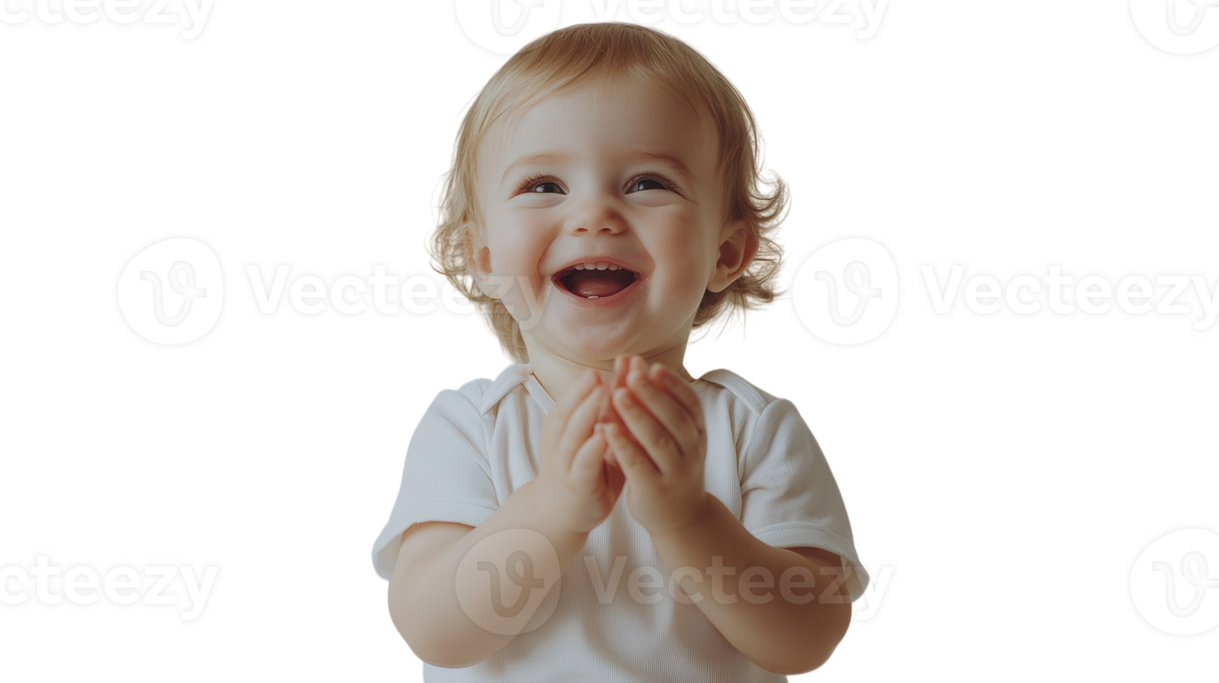 Delightful Image of a Toddler Clapping Hands in Excitement, Perfect for Capturing Joyful Childhood Moments in Family Blogs and Marketing Materials. png