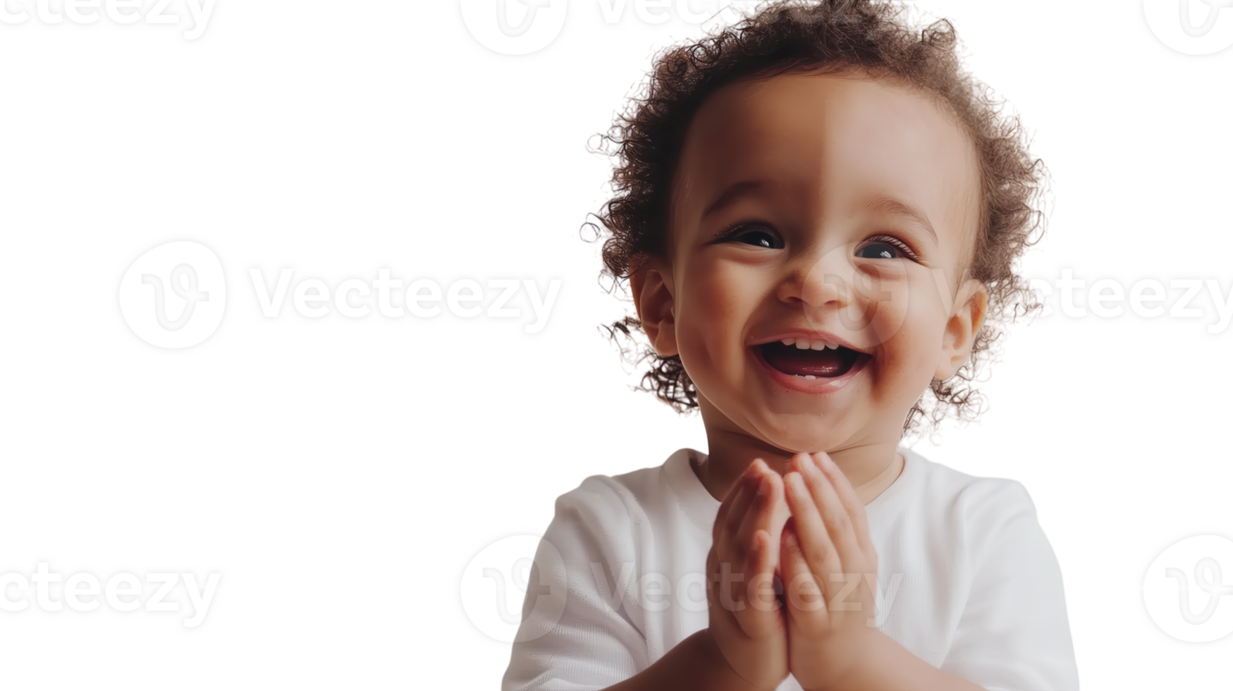 A Joyful Toddler Clapping with Excitement on a White Background Perfect for Celebratory Themes and Parenting Content. png