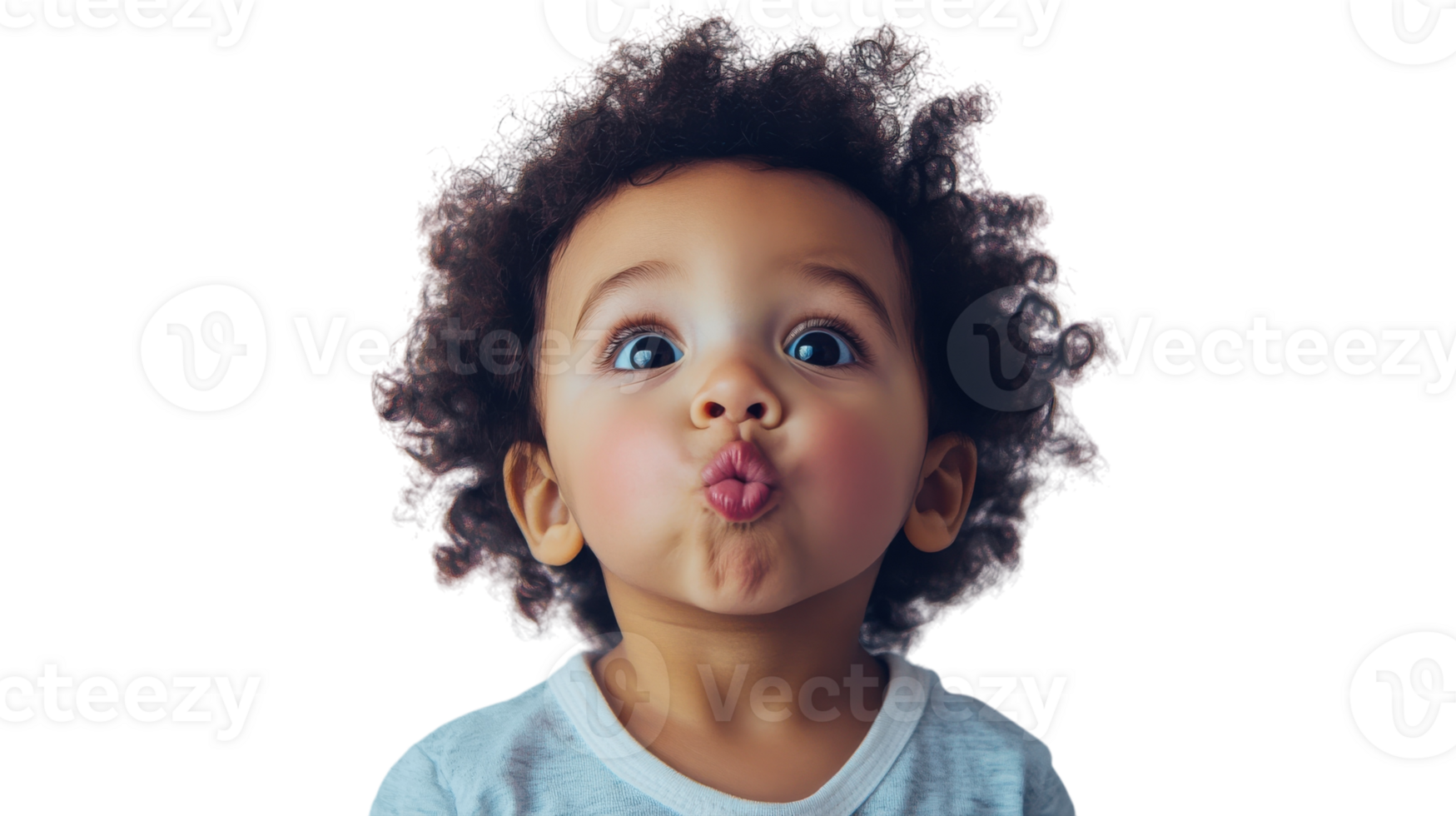 A Heartwarming Image of a Toddler Blowing a Kiss Against a White Background Perfect for Family-Oriented Projects, Greeting Cards, or Social Media Posts. png