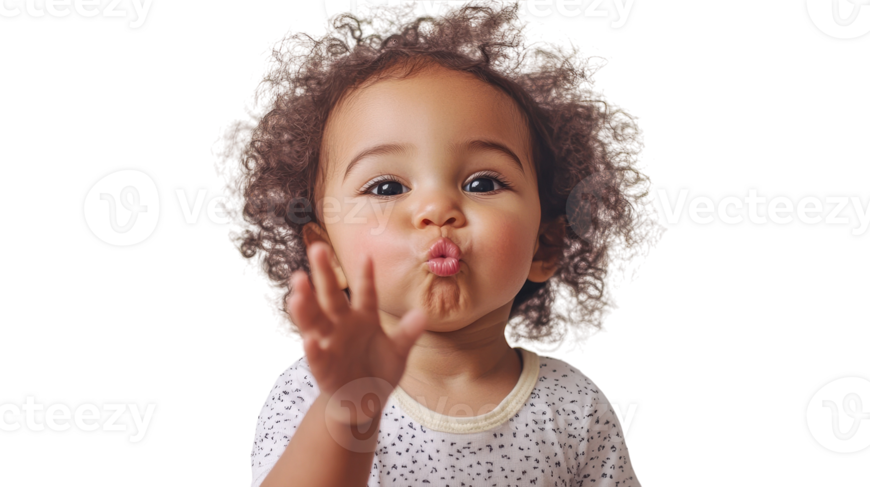 Adorable Toddler Blowing a Kiss on a White Background - Perfect for Capturing Childhood Innocence and Affection in Family Images or Greeting Cards. png