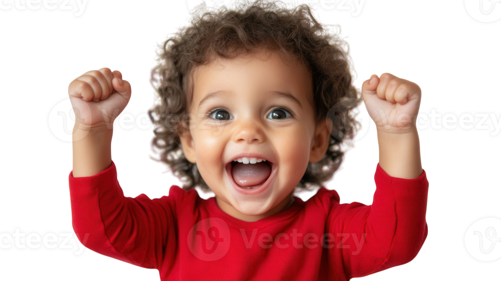 Joyful Toddler Expressing Excitement with Clenched Fists - Perfect Image for Children's Emotional Development and Parenting Resources. png