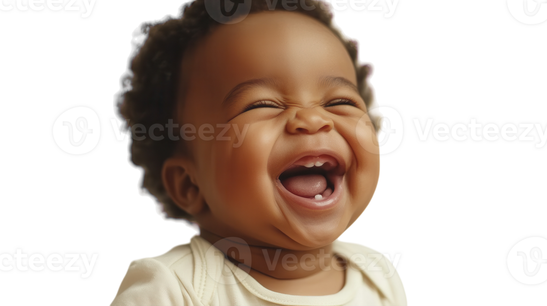 Joyful Toddler Giggling with Delight Against a Crisp White Background Perfect for Family and Childcare Designs. png