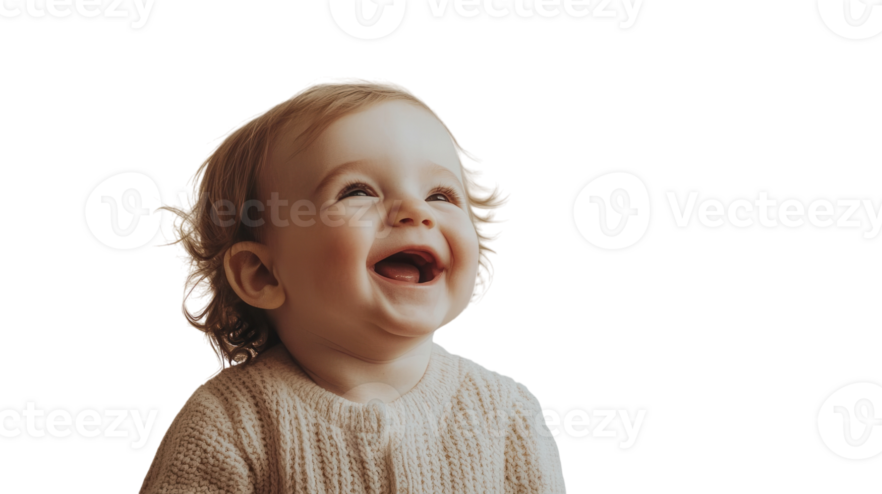 Joyful Toddler Captured in a Moment of Pure Glee Against a White Background, Perfect for Family and Childhood-Themed Projects. png