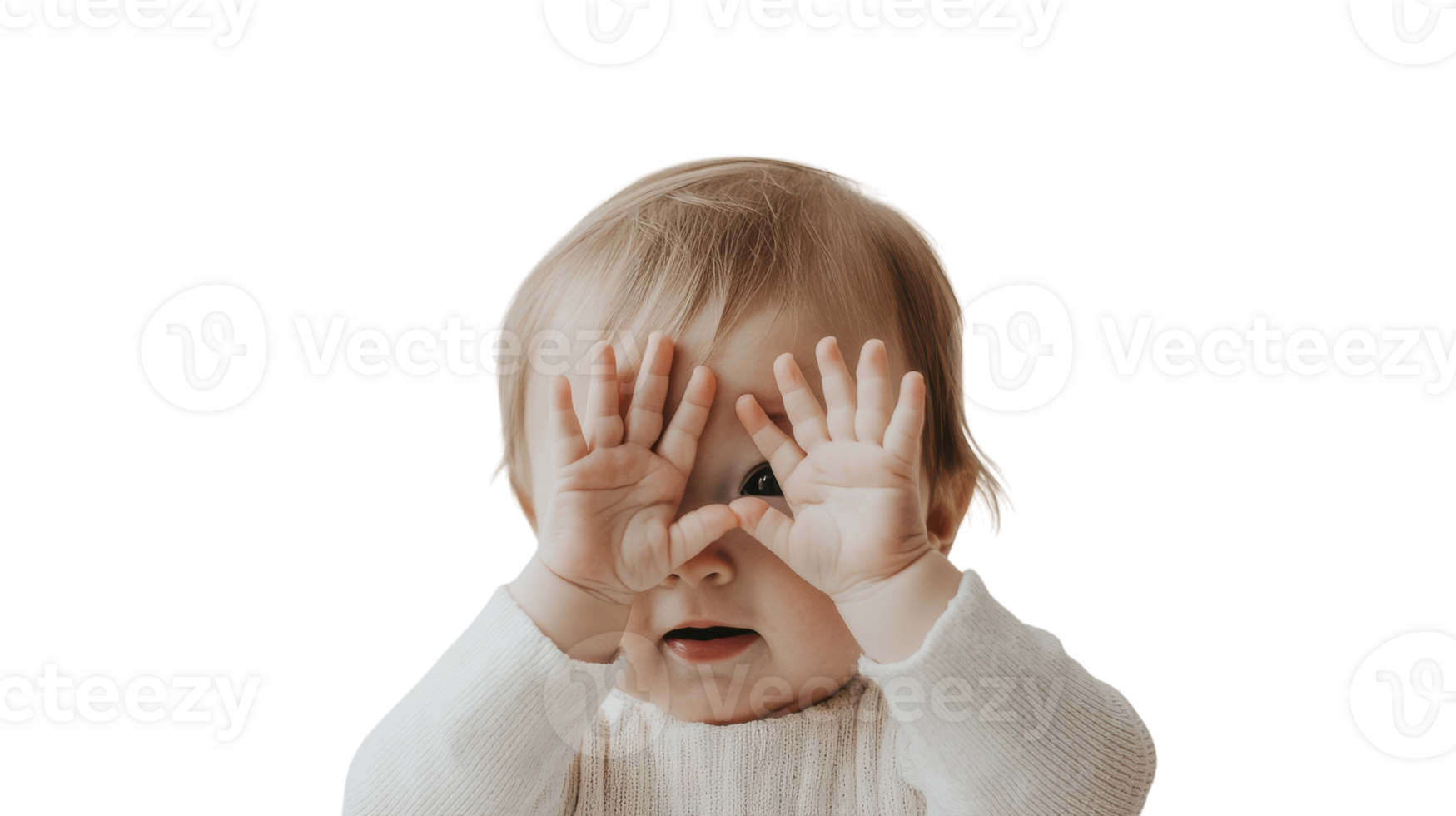 Fun and Joyful Toddler Engaging in Peekaboo Play with Their Hands That Captures the Essence of Childhood Laughter and Interaction. png