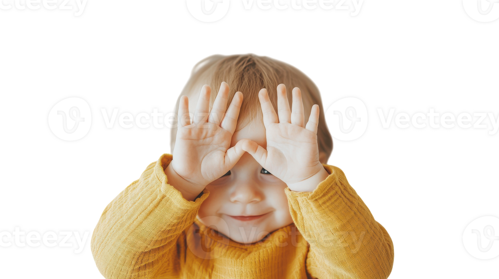 Captivating Image of a Toddler Genuinely Enjoying a Game of Peekaboo with Their Hands, Perfect for Family and Parenting Concepts. png
