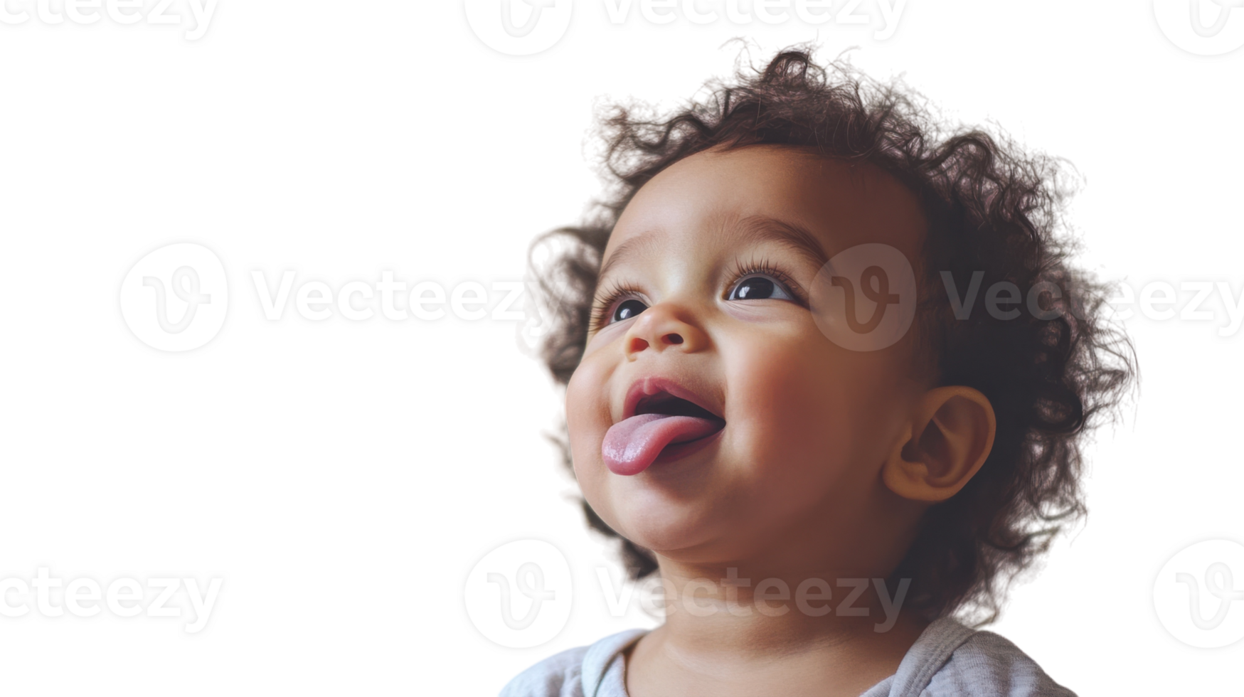 A joyful toddler playfully sticking their tongue out, capturing the innocence and fun of childhood, ideal for children's products, parenting blogs, and social media posts.. png