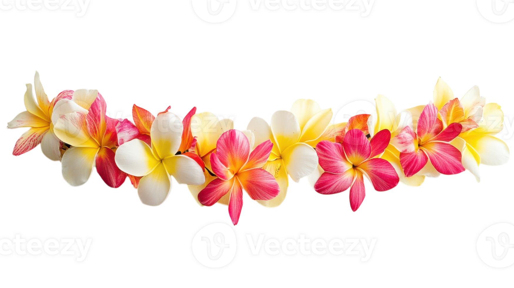 Beautiful Tropical Flower Lei Showcasing Vibrant Colors and Exotic Blooms Perfect for Celebrations, Events, or as a Decorative Piece on a White Background. png