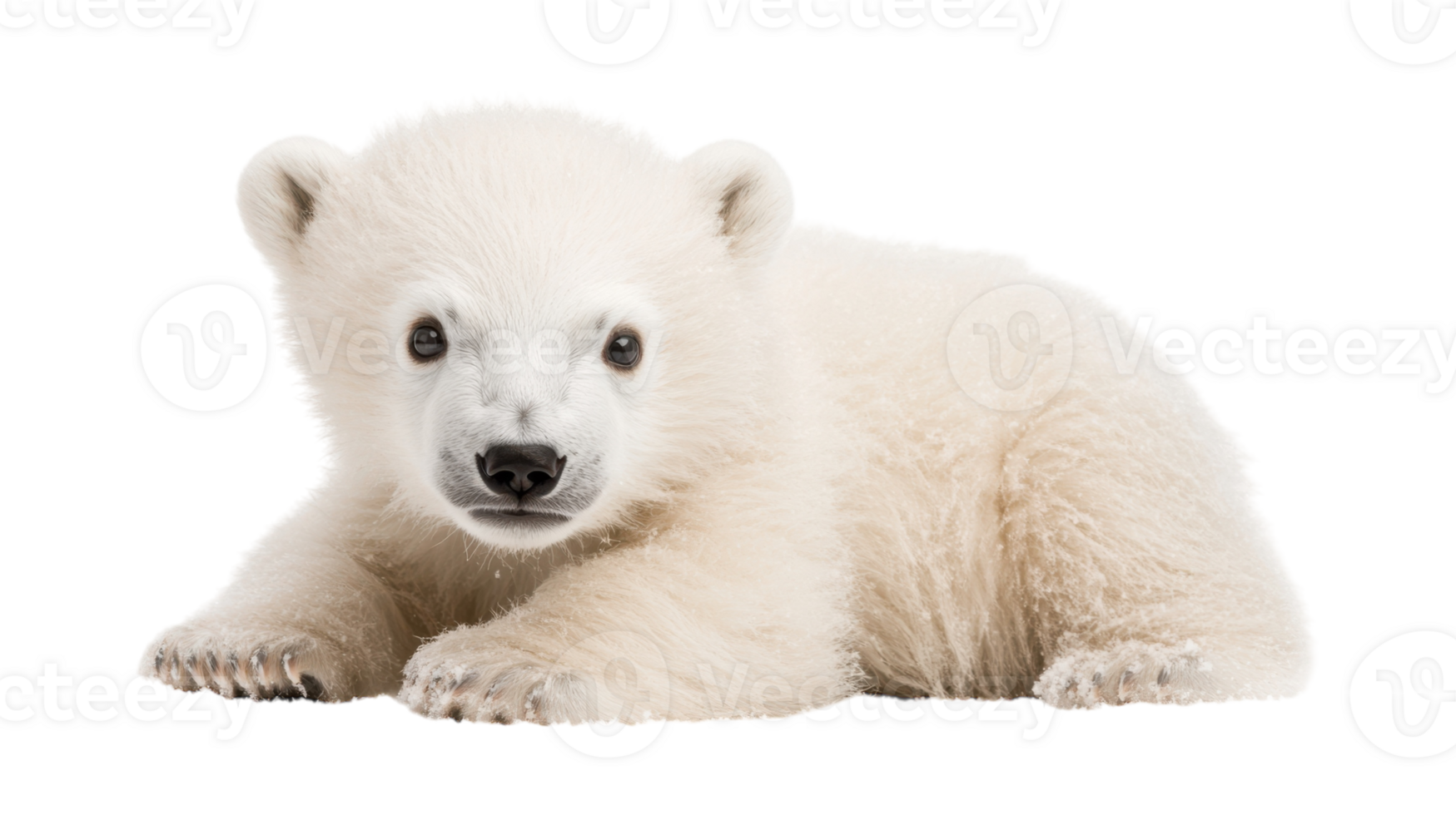 Charming White Polar Bear Cub on a Frosty Landscape Perfect for Nature and Wildlife Illustrations. png