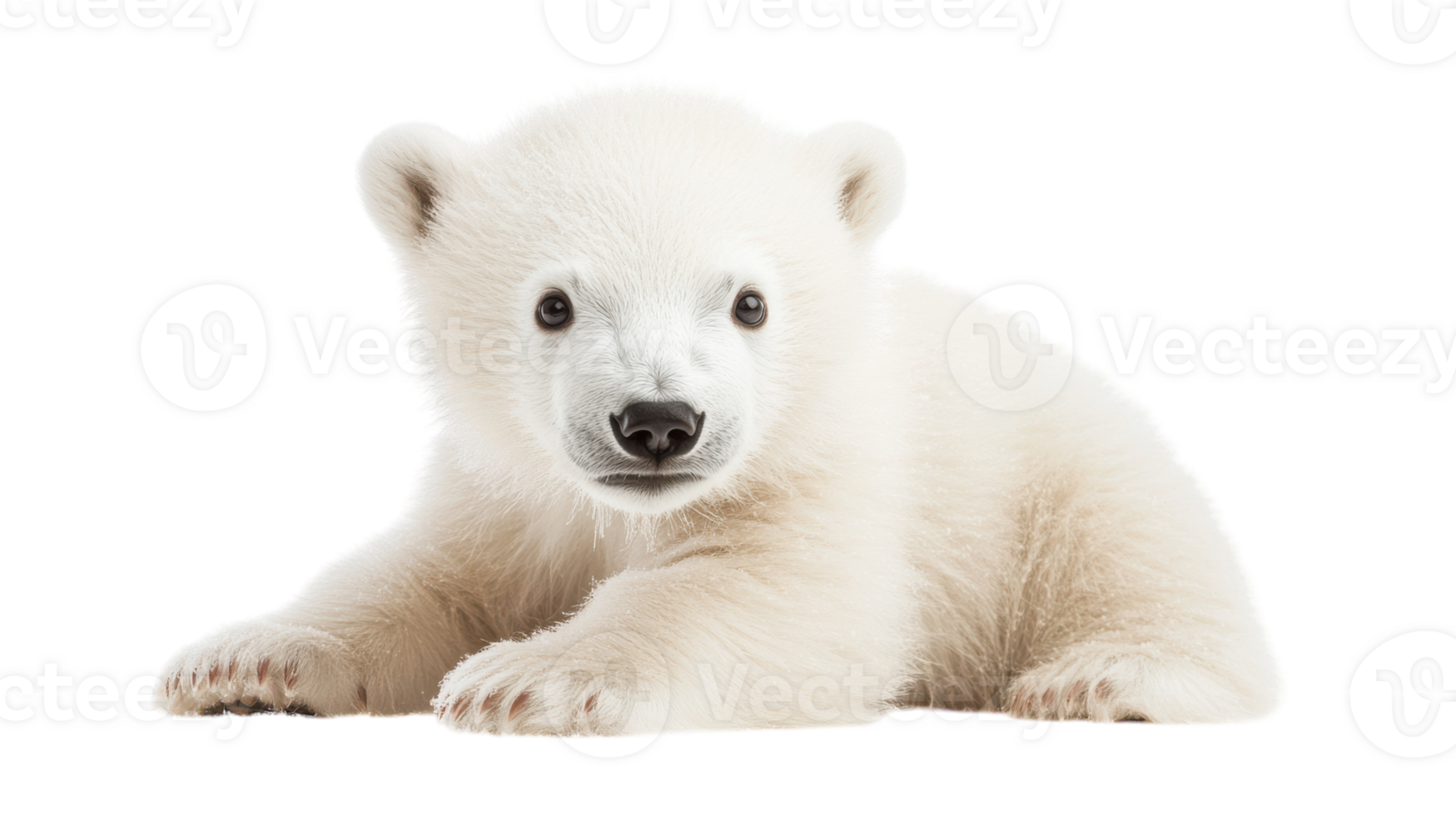 Adorable White Polar Bear Cub Playing on Frosty Snowy Background Perfect for Nature and Wildlife Conservation Projects. png
