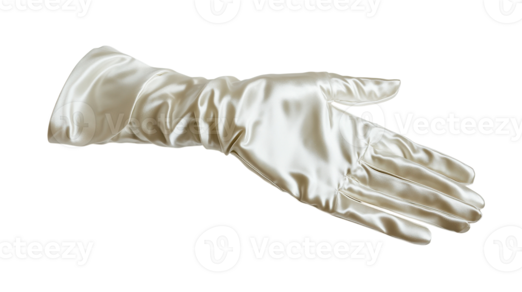 Elegant White Satin Glove Against Ivory Background Perfect for Fashion and Accessory Designs and Editorial Uses. png