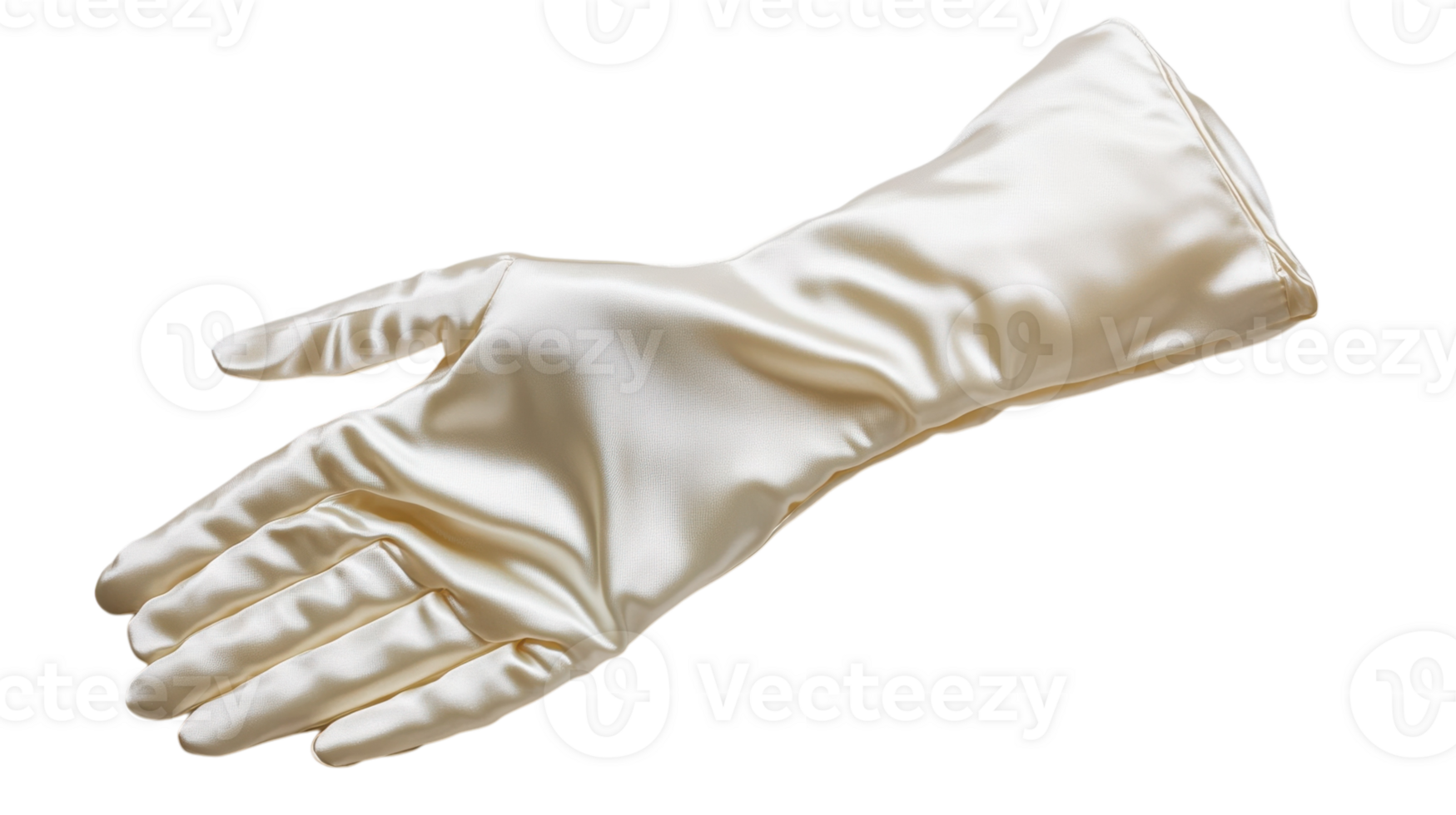 Elegant White Satin Glove Displayed on a Soft Ivory Background Ideal for Fashion Design and Textile Inspiration. png