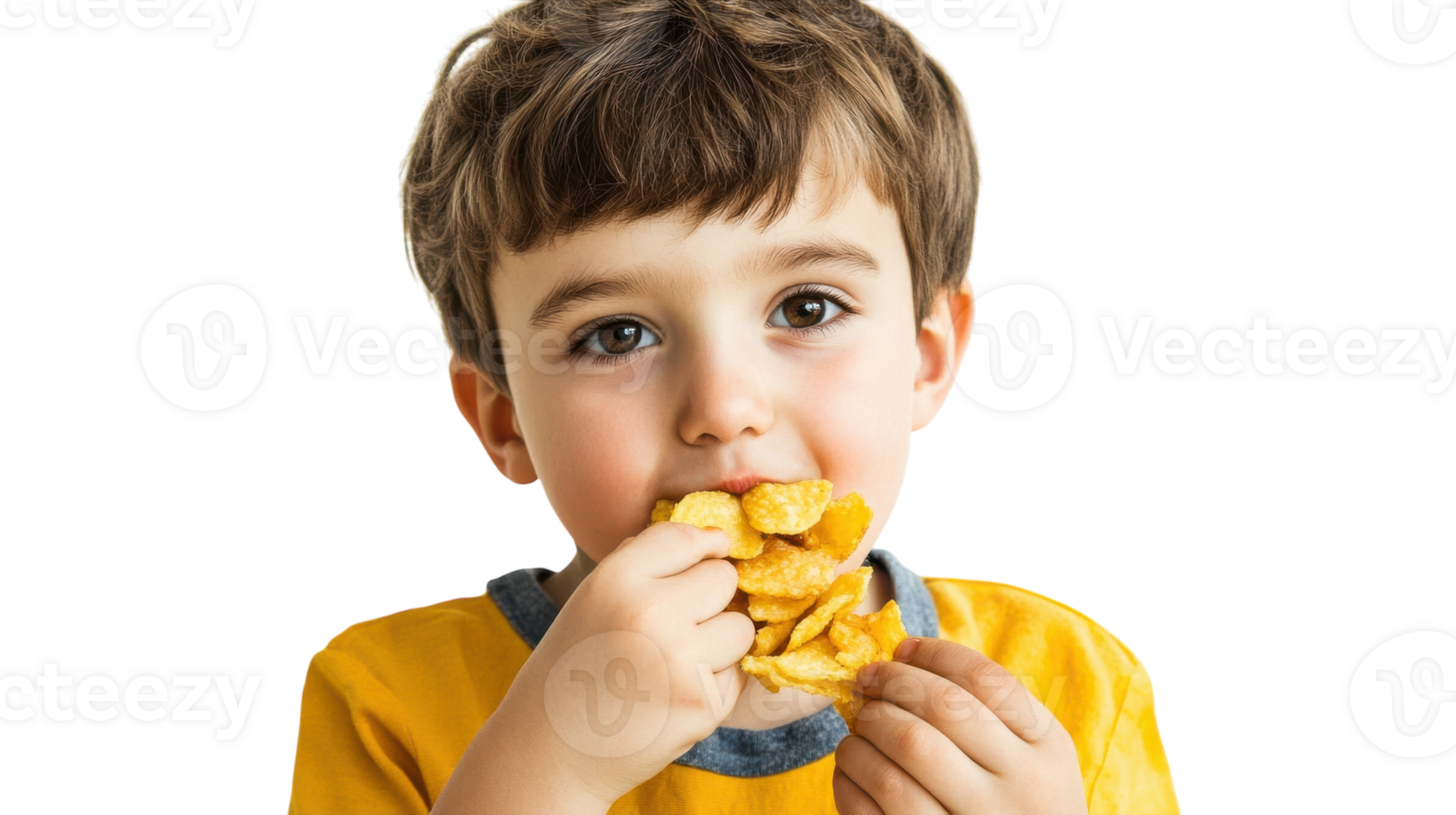 Delightful Young Boy Enjoying His Meal and Licking His Fingers, Perfect for Food Blogs, Parenting Articles, and Child Nutrition Campaigns. png
