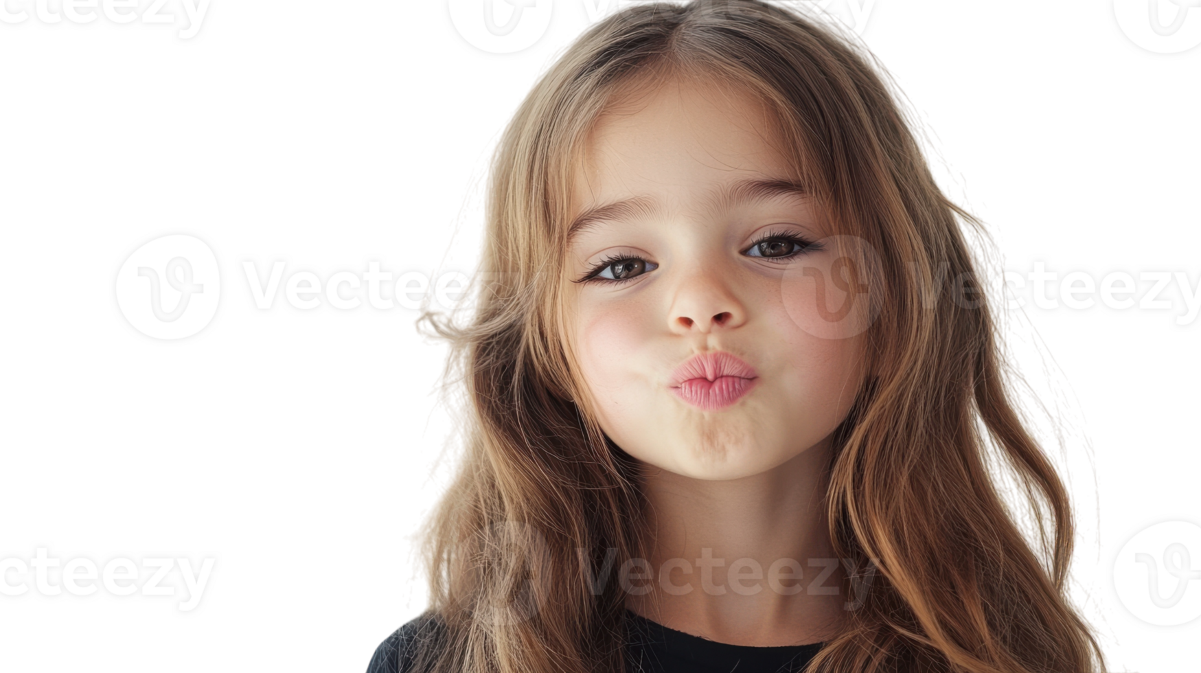 A young girl making a playful pouty face, perfect for expressing emotions in design projects, presentations, and social media content. png