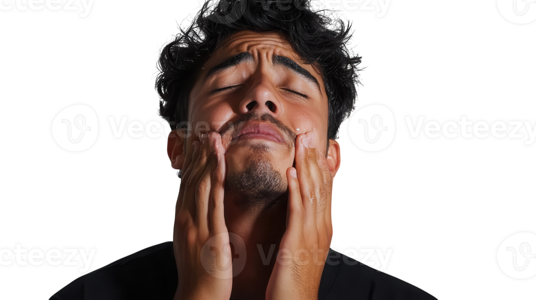 A Young Man Pretending to Cry Dramatically for Use in Comedy or Acting Workshops, Capturing Emotion and Expression in Performance Art. png