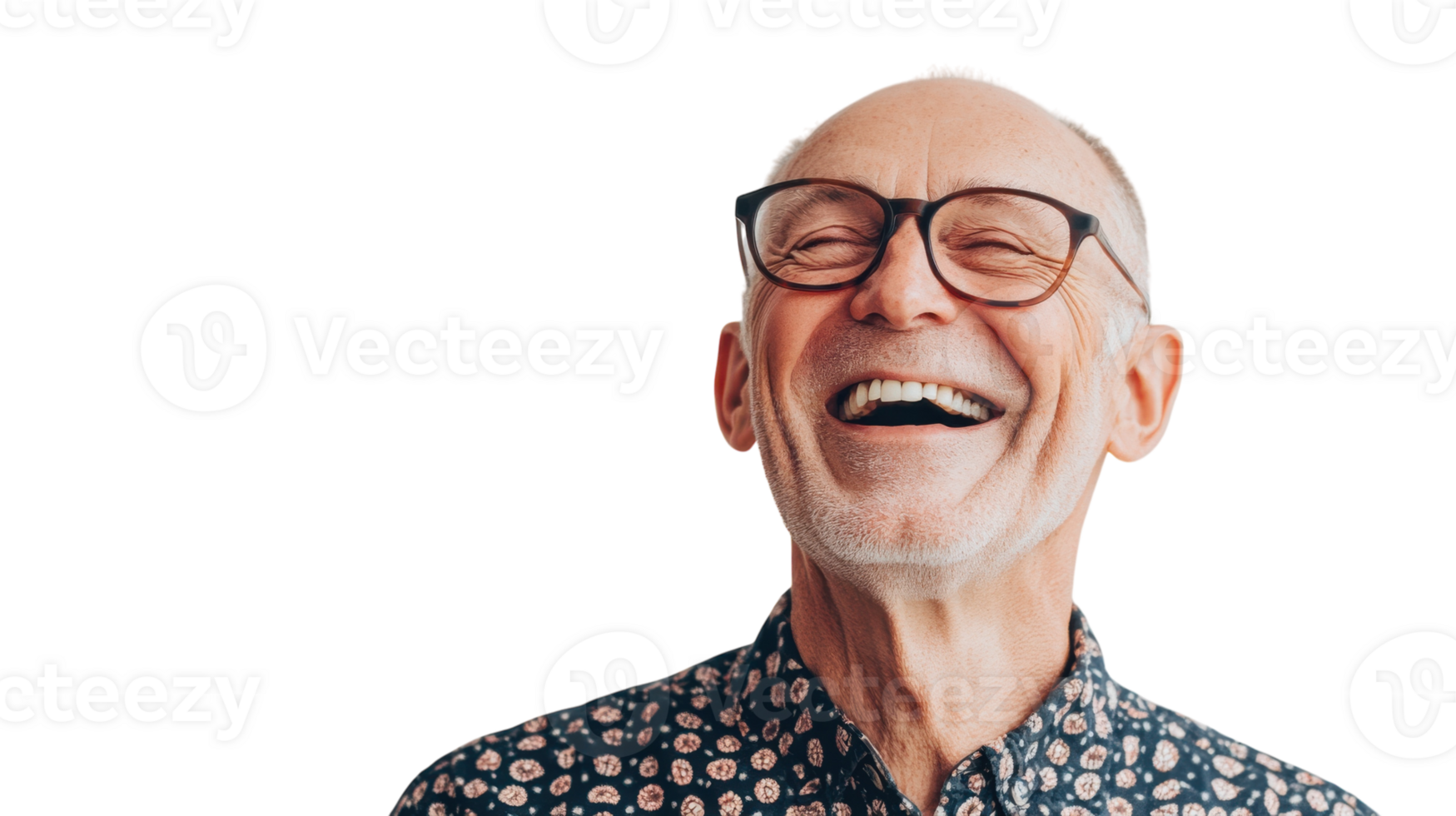 Elderly Man Laughing Heartily on a White Background - A Perfect Image for Marketing Campaigns Focused on Joy and Laughter. png