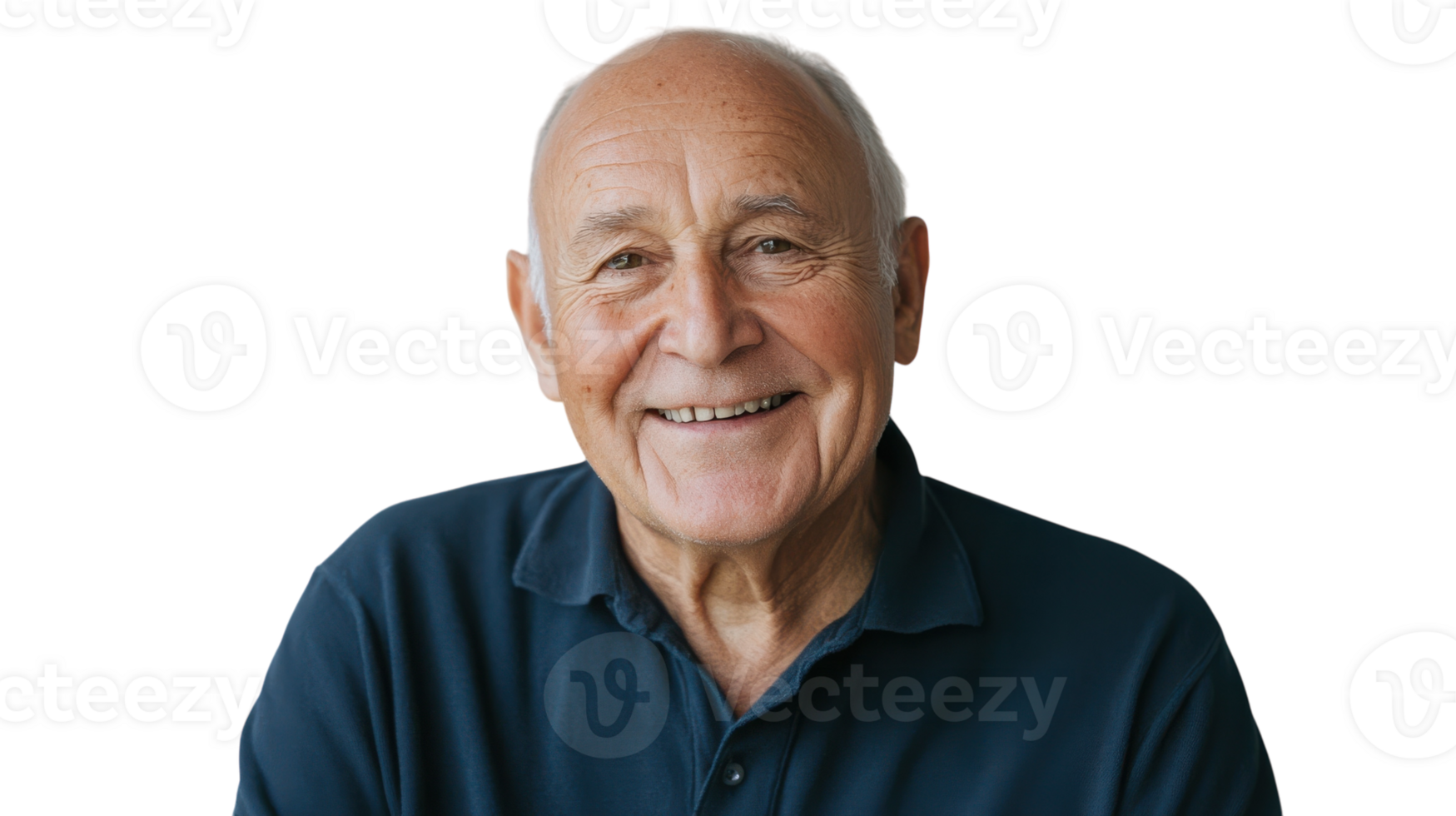 Heartwarming Portrait of an Elderly Man Smiling Contentedly, Perfect for Family and Community Themes in Various Projects. png