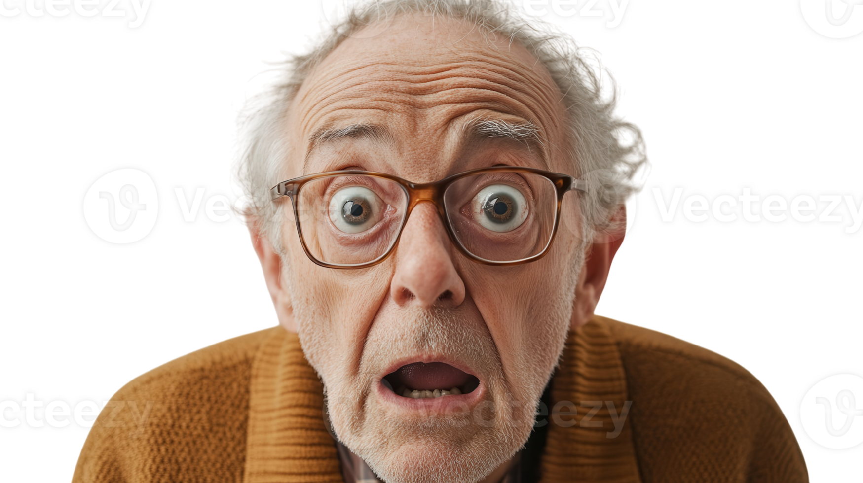 Elderly Man Expressing Surprise for Creative Projects and Emotional Expressions. png