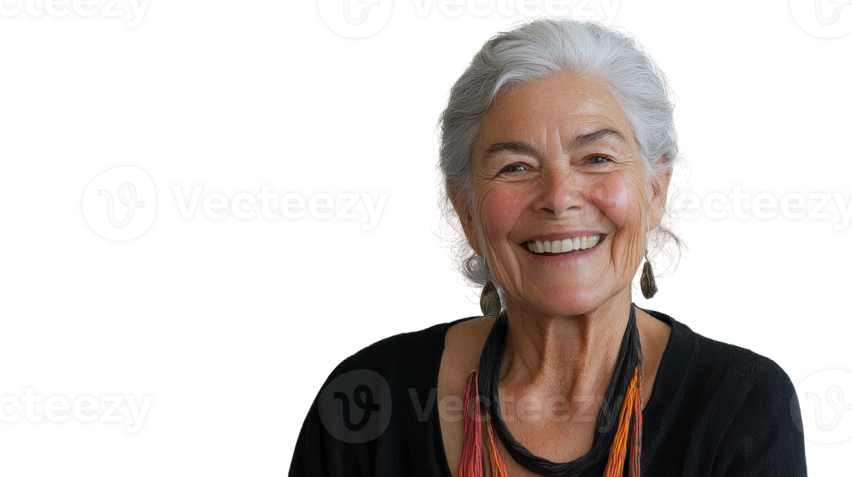 Heartwarming Portrait of an Elderly Woman with a Delighted Expression, Perfect for Family and Community Engagement Themes in Design Projects. png