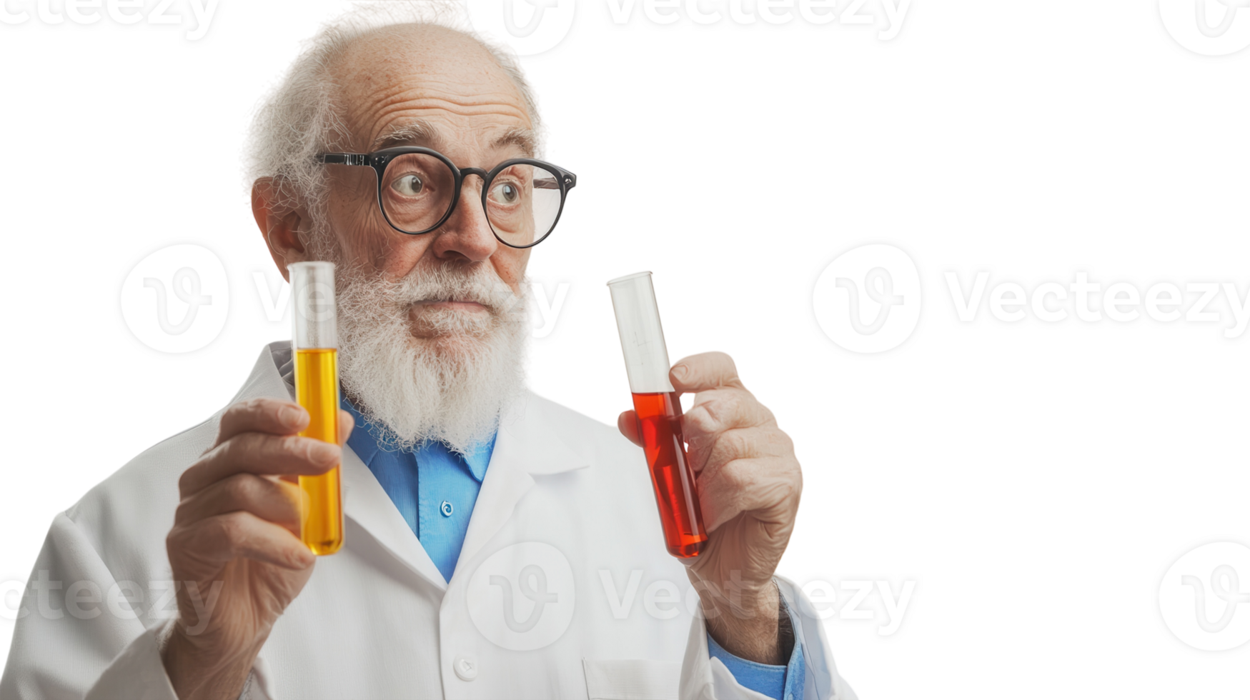 An elderly scientist working diligently in a lab, showcasing his expertise and experience in scientific research and experiments, perfect for educational and inspirational uses.. png