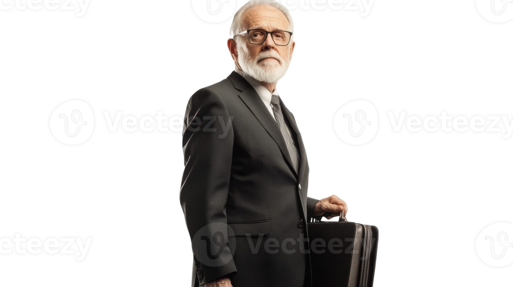 Portrait of a Distinguished Senior Man in a Business Suit with Briefcase, Ideal for Corporate and Professional Contexts. png