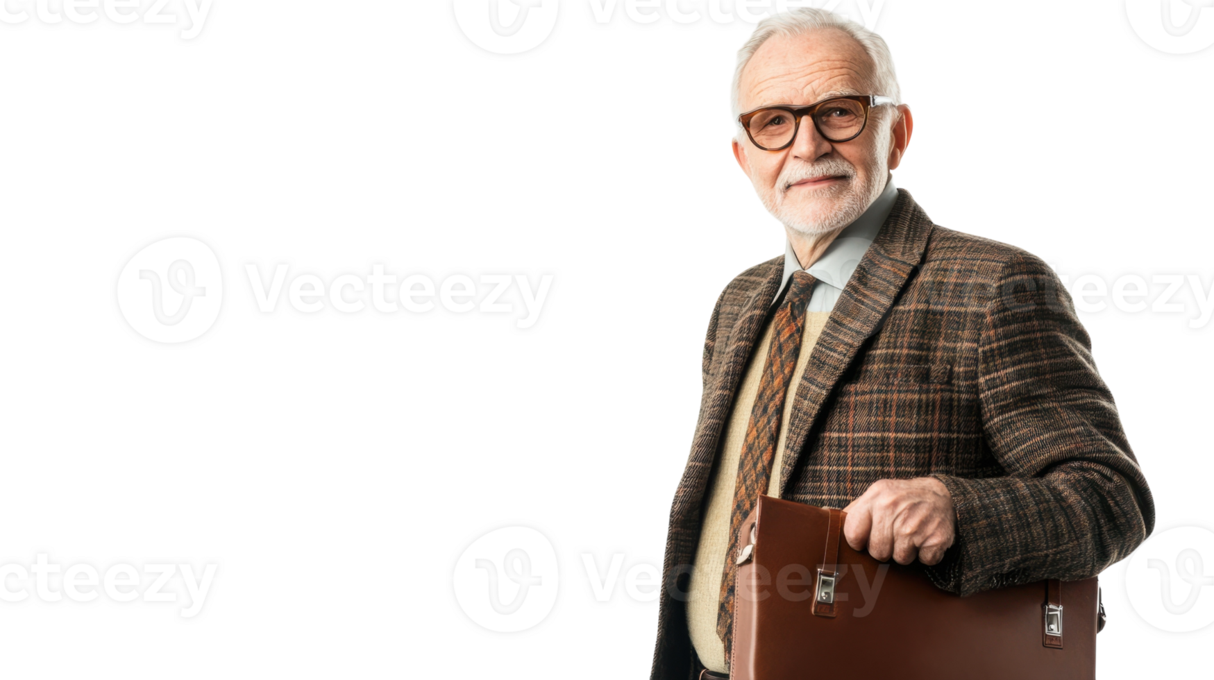 A Professional Senior Man in a Business Suit Carrying a Briefcase, Ideal for Articles on Business, Retirement, and Professionalism. png