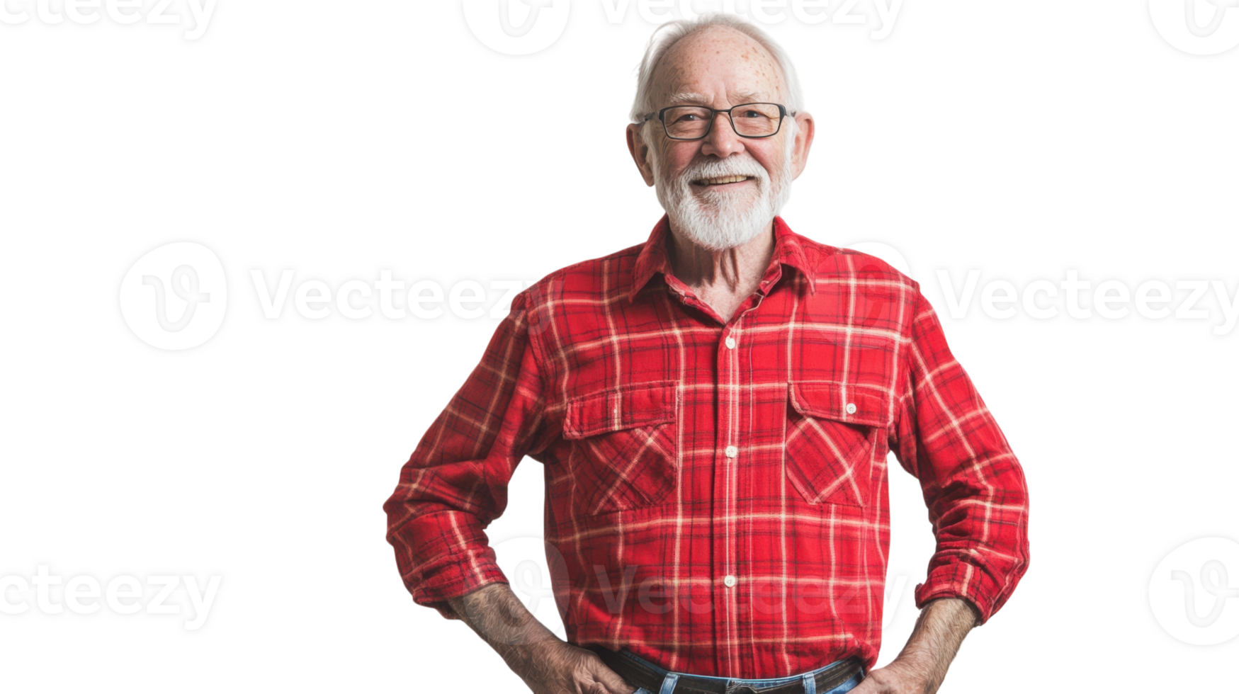 An old man wearing a bright red flannel shirt walking through a vibrant autumn landscape showcasing the beauty of nature in fall, perfect for seasonal storytelling and lifestyle projects.. png