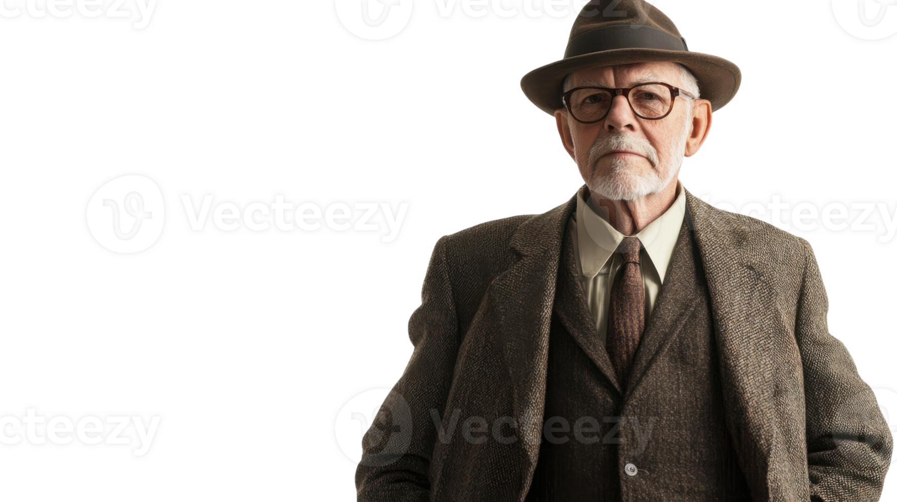 Portrait of an Elderly Man in Vintage Attire Capturing Nostalgic Fashion Trends and Historical Styles for Creative Projects. png