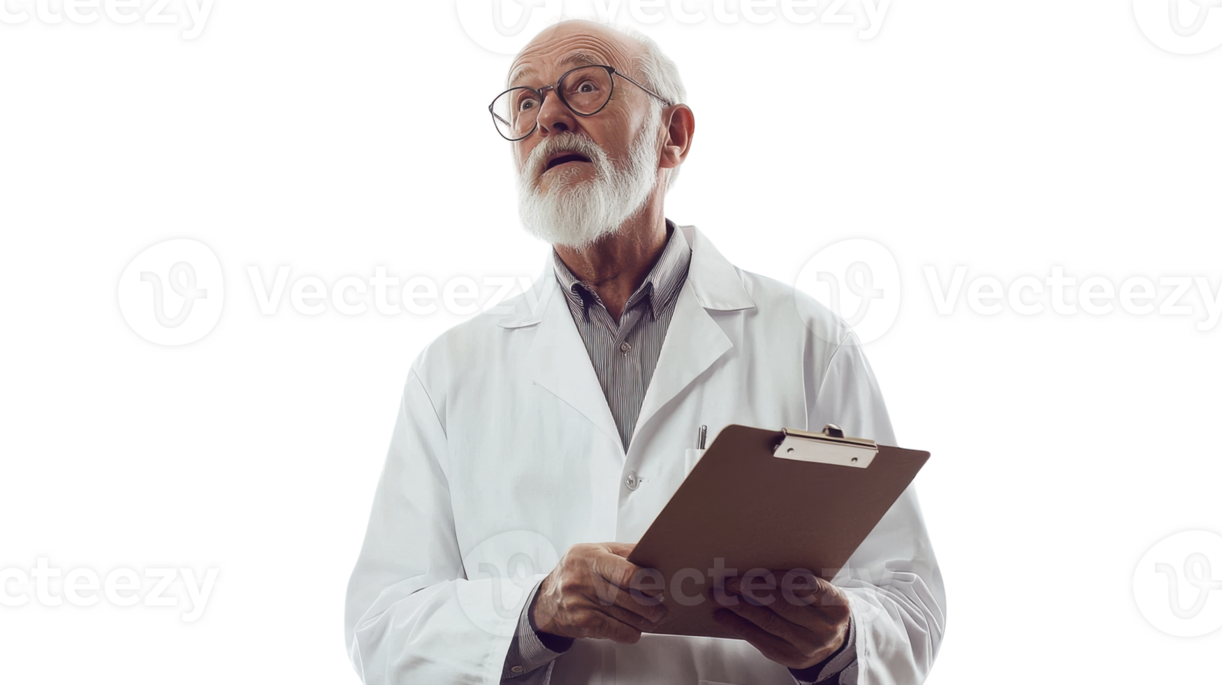 An Experienced Scientist in a Lab Coat Holding a Clipboard for Research and Analysis Purposes. png