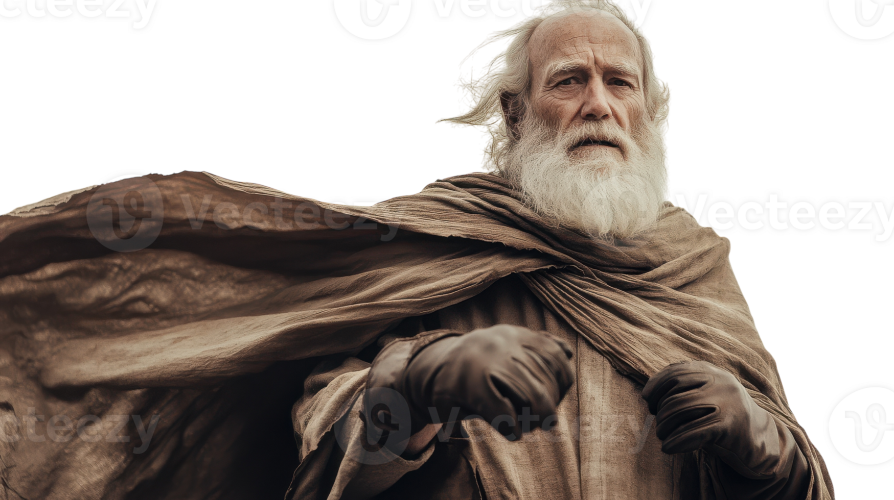 Portrait of a Distinguished Elderly Man Wearing a Flowing Cape and Gloves, Perfect for Vintage or Historical Themes. png