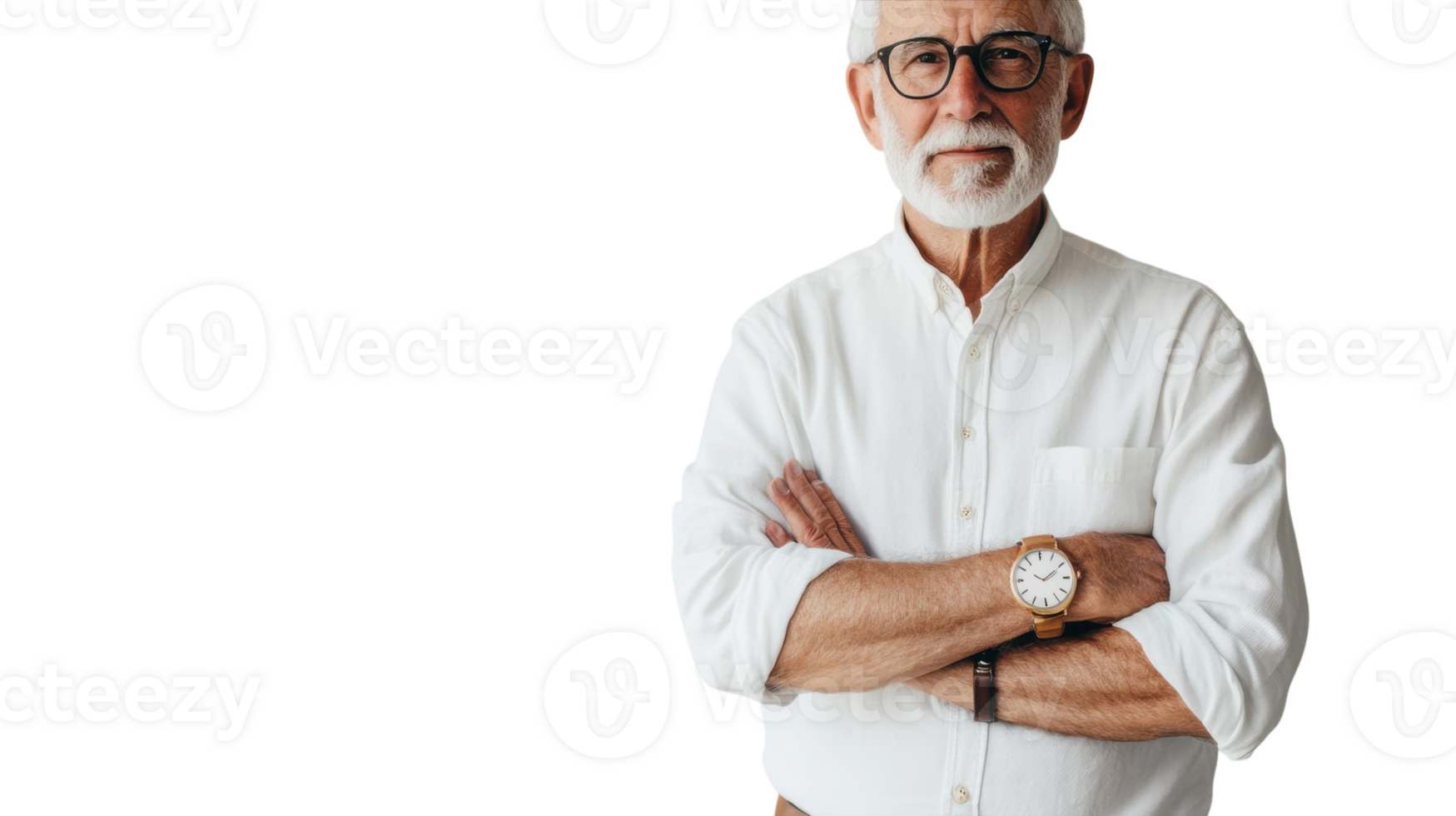 Casual Portrait of an Elderly Man with a Watch, Ideal for Lifestyle and Senior-related Projects. png