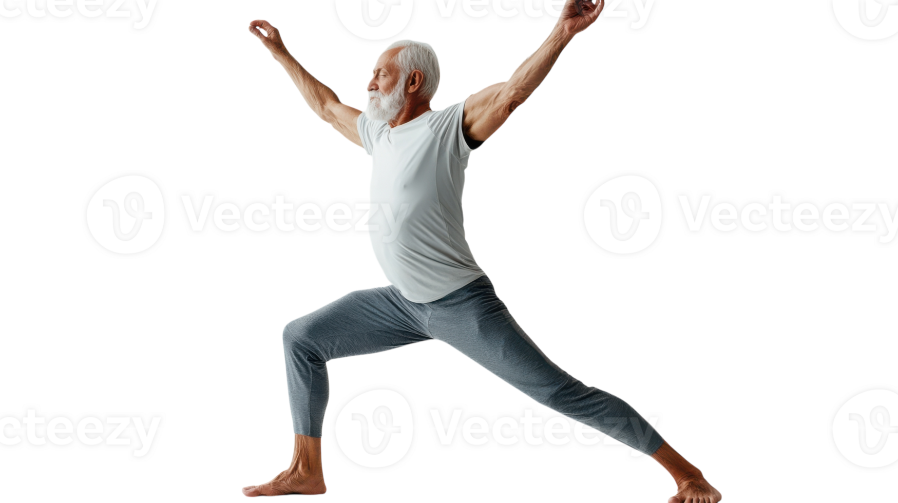 Inspiring Image of an Elderly Man Practicing Yoga in Traditional Attire, Perfect for Wellness and Mindfulness Themes. png