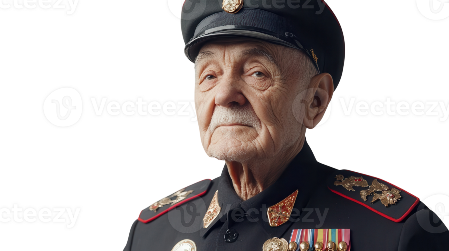An Old Man in a Military Uniform Reflecting on His Experiences and Serving His Country, Perfect for Veteran's Day or Historical Events. png