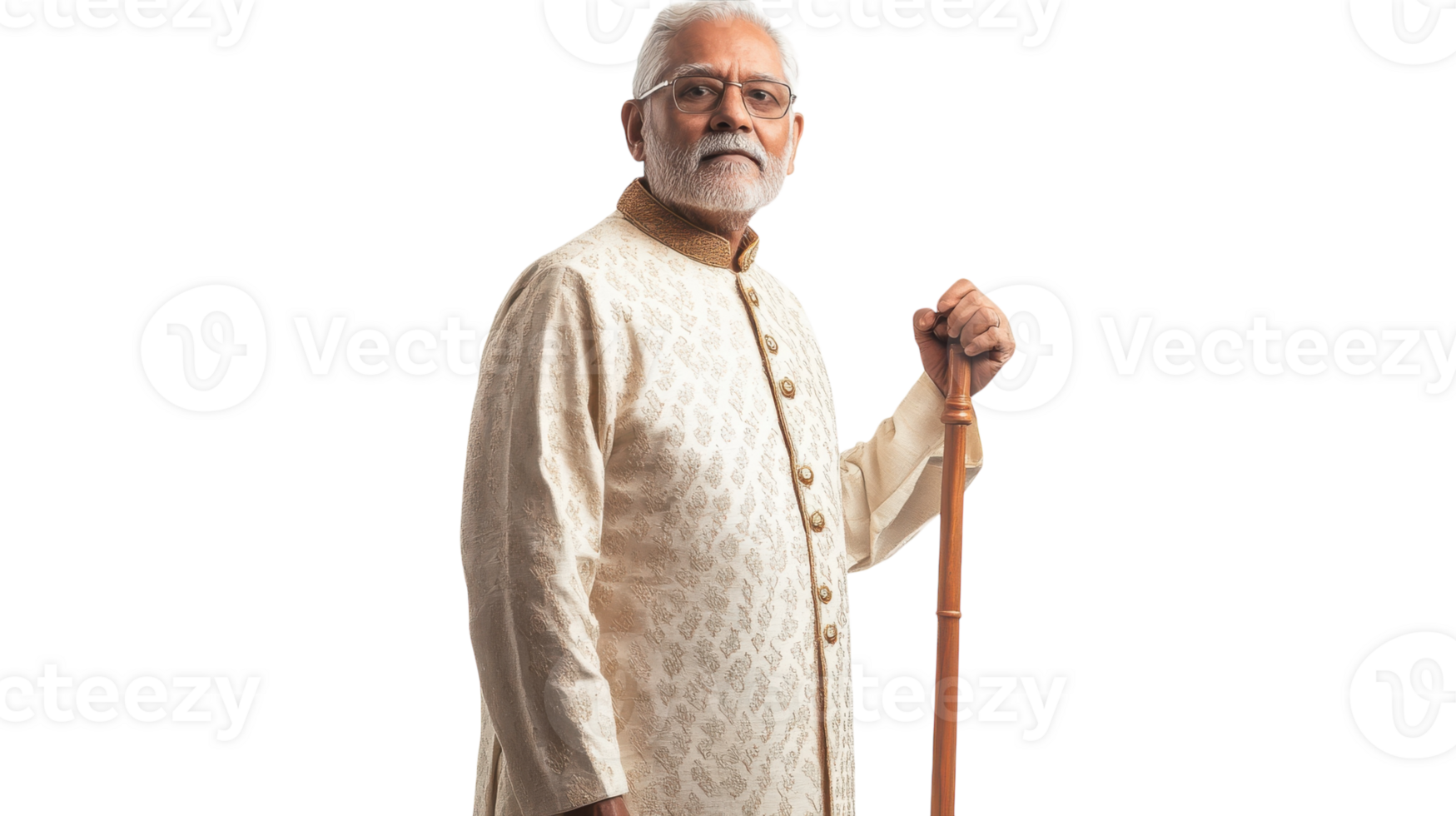 Capture the Essence of Tradition with an Image of an Elderly Man Dressed in a Traditional Indian Kurta, Reflecting Culture and Heritage. png