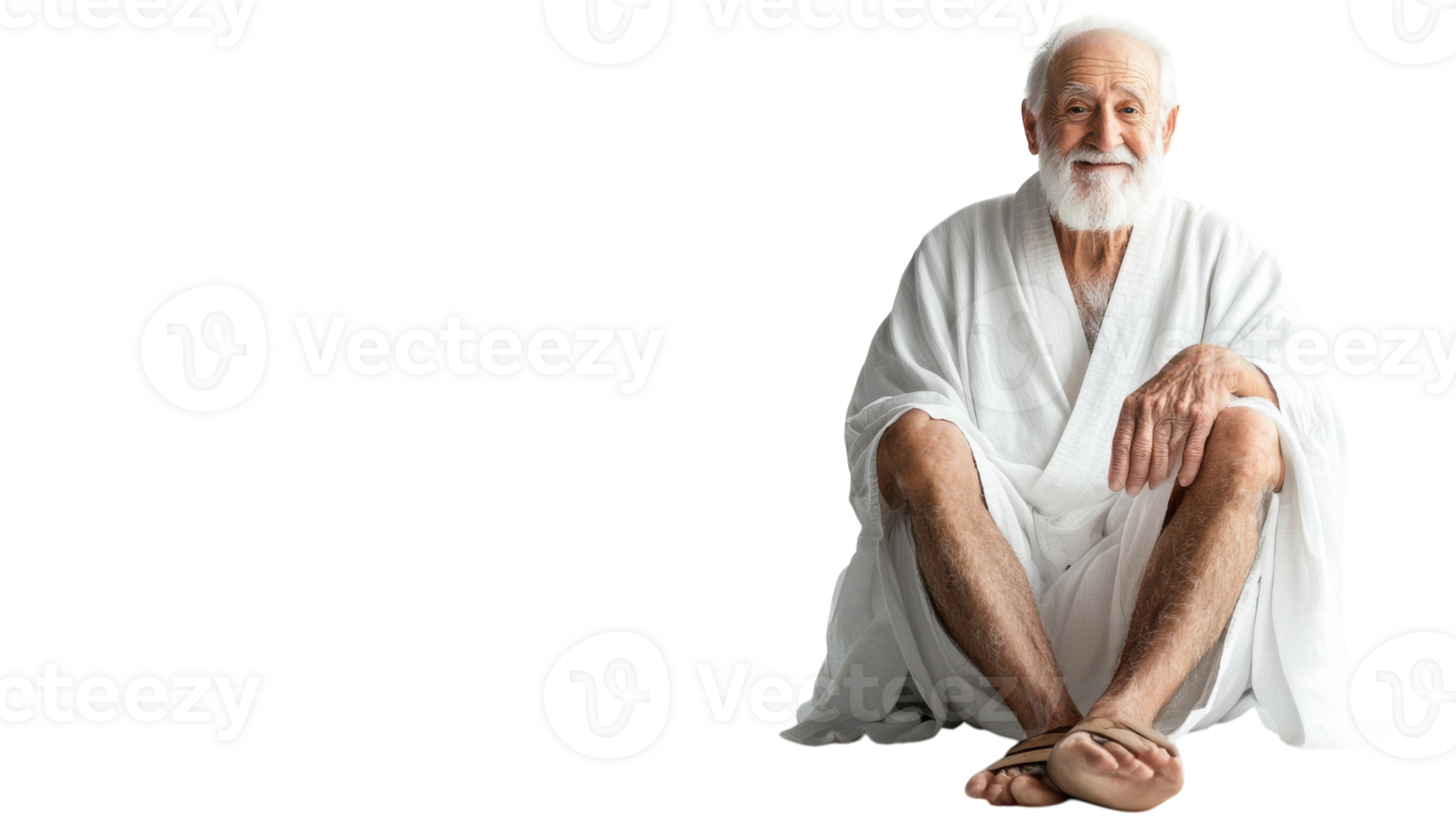 A Wise Elder in Traditional White Robe and Sandals Perfect for Cultural Representations or Historical Contexts. png