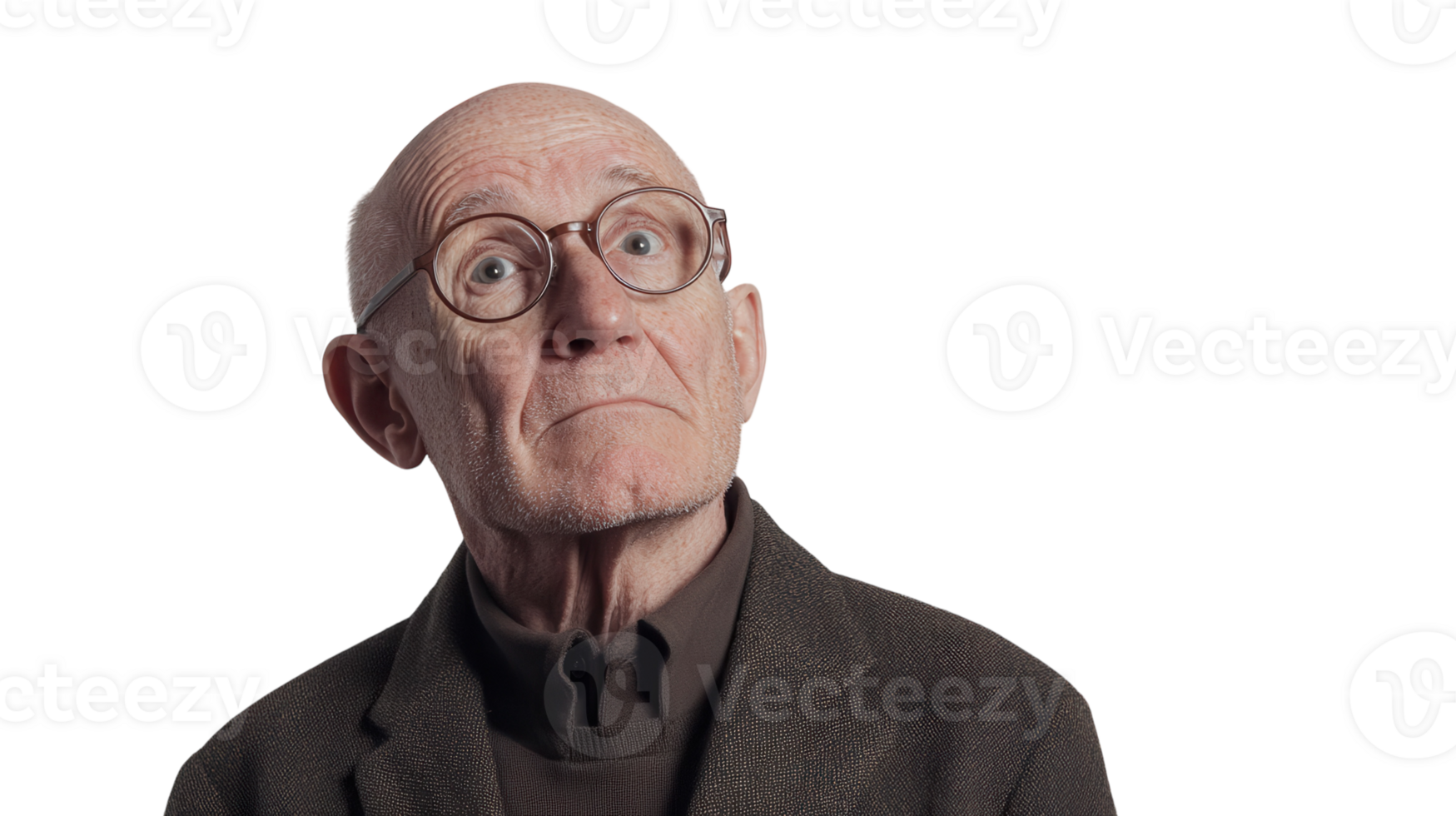 Portrait of an Old Man with a Bald Head and Round Glasses Ideal for Depicting Wisdom and Experience in Elderly Characters or Themes. png