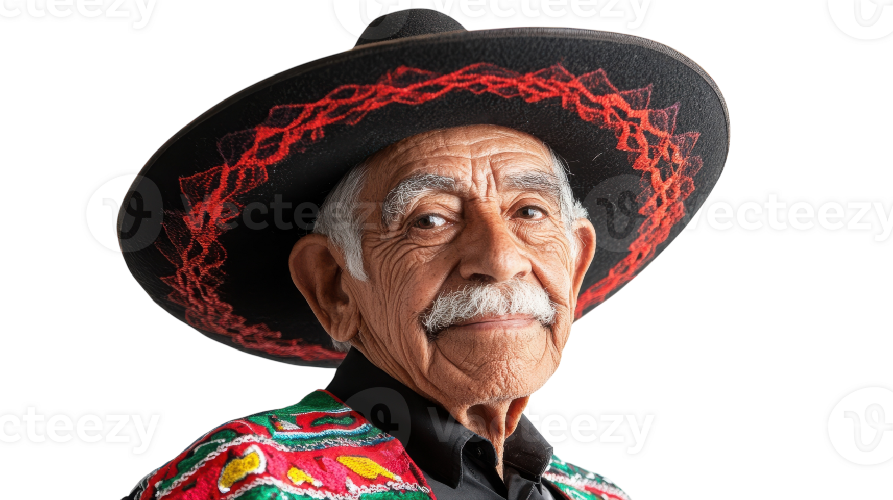 An old man dressed in traditional Mexican Mariachi attire, perfect for cultural events, festivals, or music-related projects showcasing vibrant heritage and artistry.. png