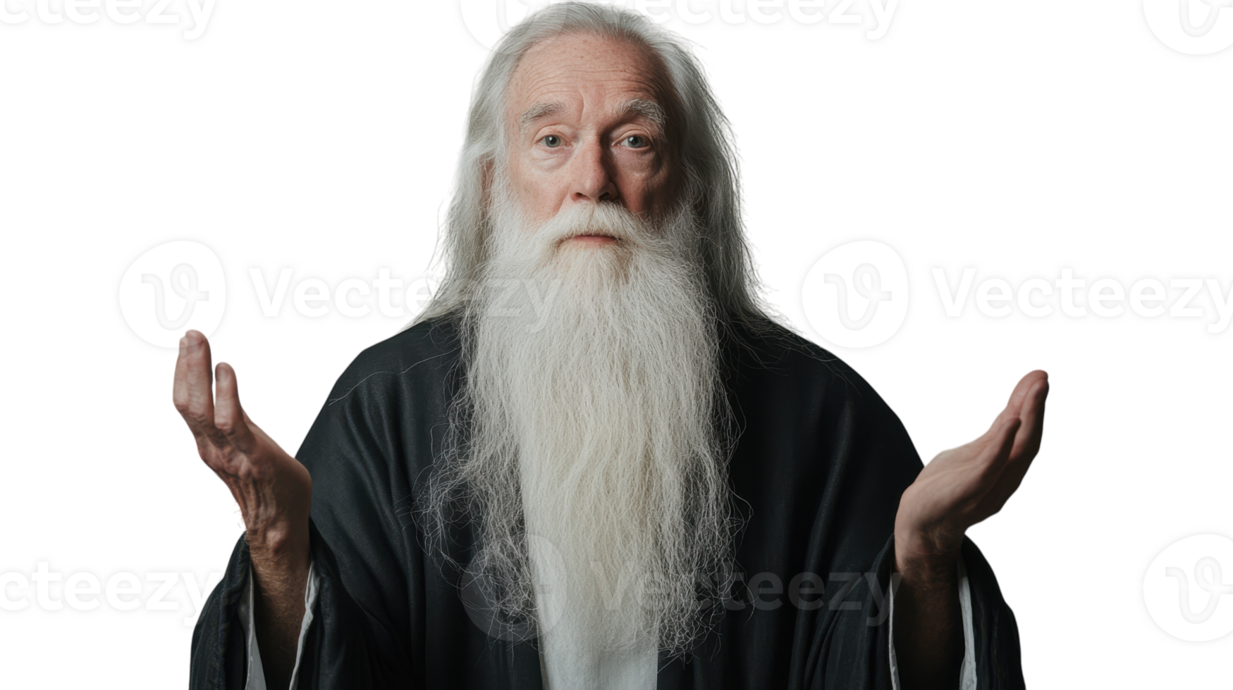 A Thoughtful Elderly Man with a Long White Beard Captured in a Reflective Moment, Perfect for Projects Focused on Wisdom, Aging, and Life Experiences. png