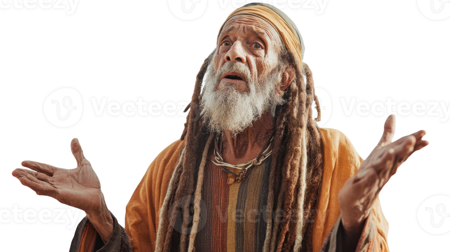 An elderly man with dreadlocks exemplifying Rastafarian culture, showcasing vibrant colors and lifestyle aspects, perfect for projects on cultural diversity and heritage.. png