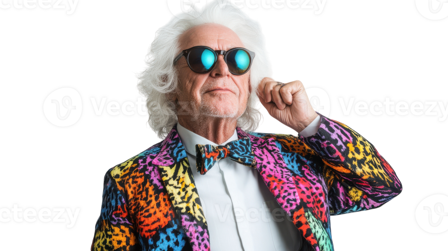 An elderly gentleman with thick white hair captured in a retro dining setting, perfect for illustrations related to wisdom, nostalgia and generational stories.. png