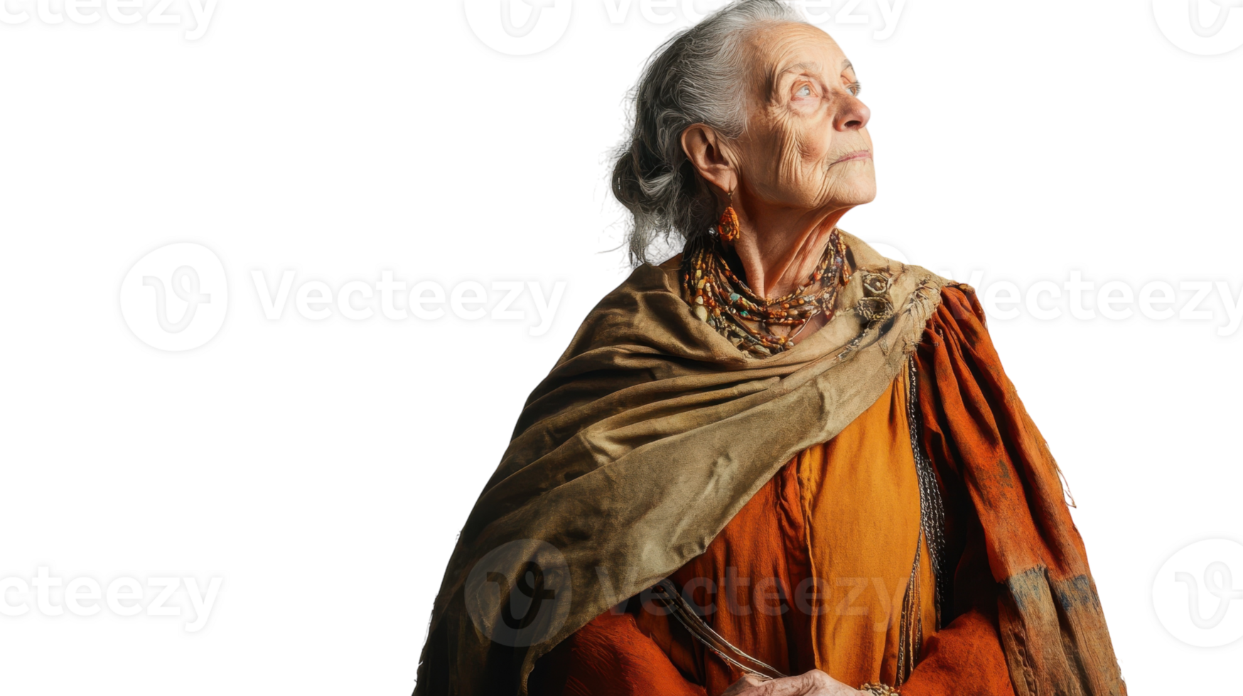 An Elegant Old Woman in a Flowing Cape Perfect for Fashion Illustrations and Design Projects. png