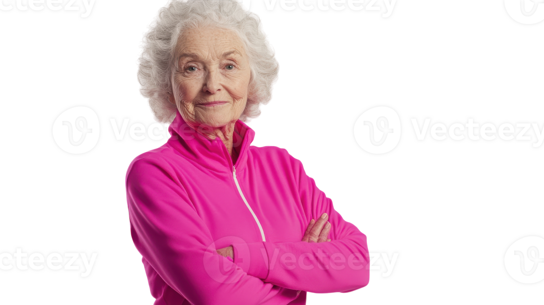 A Joyful Elderly Woman in a Vibrant Pink Tracksuit Enjoying Her Leisure Time Outdoors, Ideal for Fitness and Lifestyle Topics. png