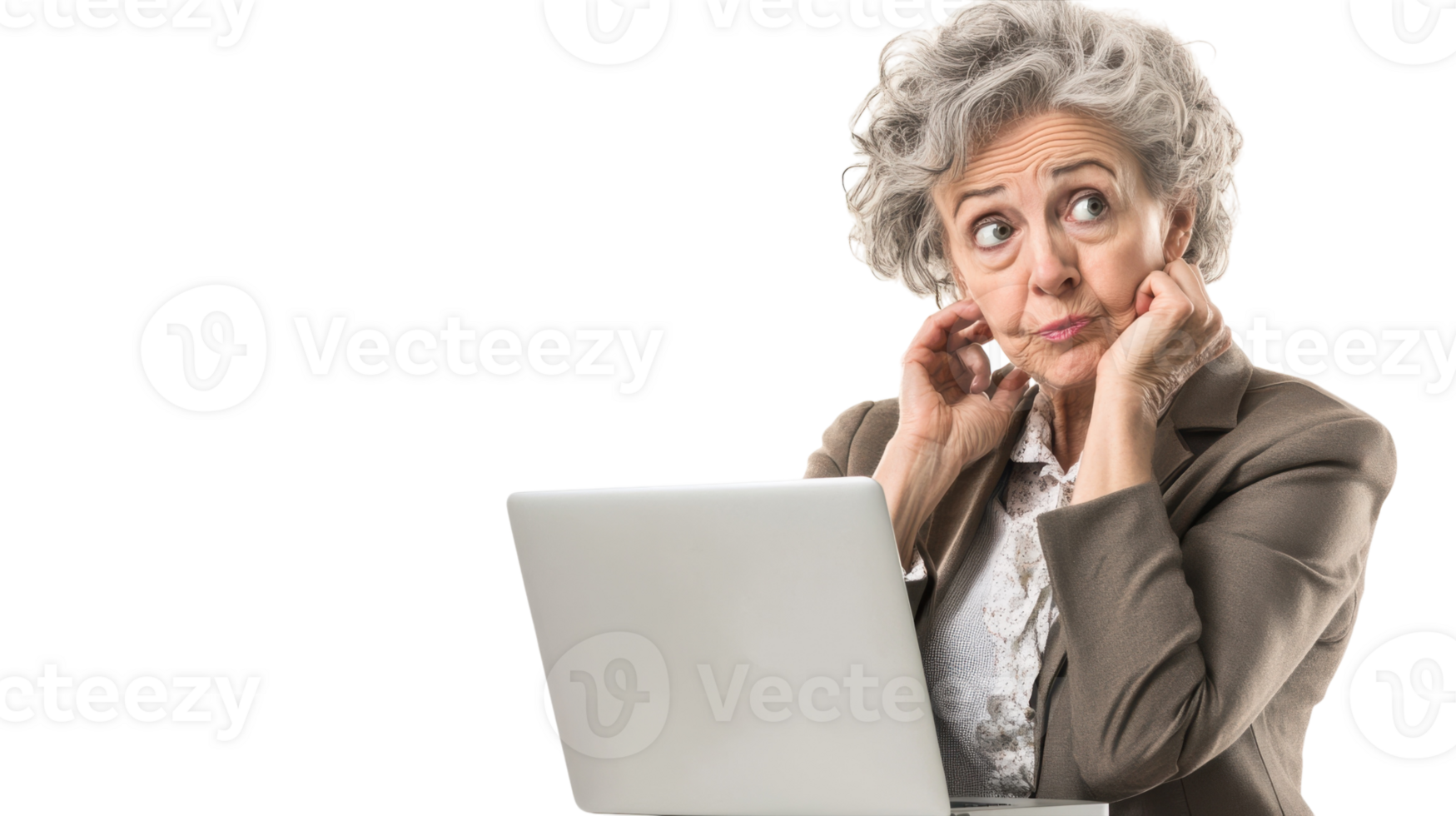 An elderly woman confidently dressed in a stylish business casual outfit, ideal for professional settings and engaging meetings, epitomizing grace and sophistication.. png