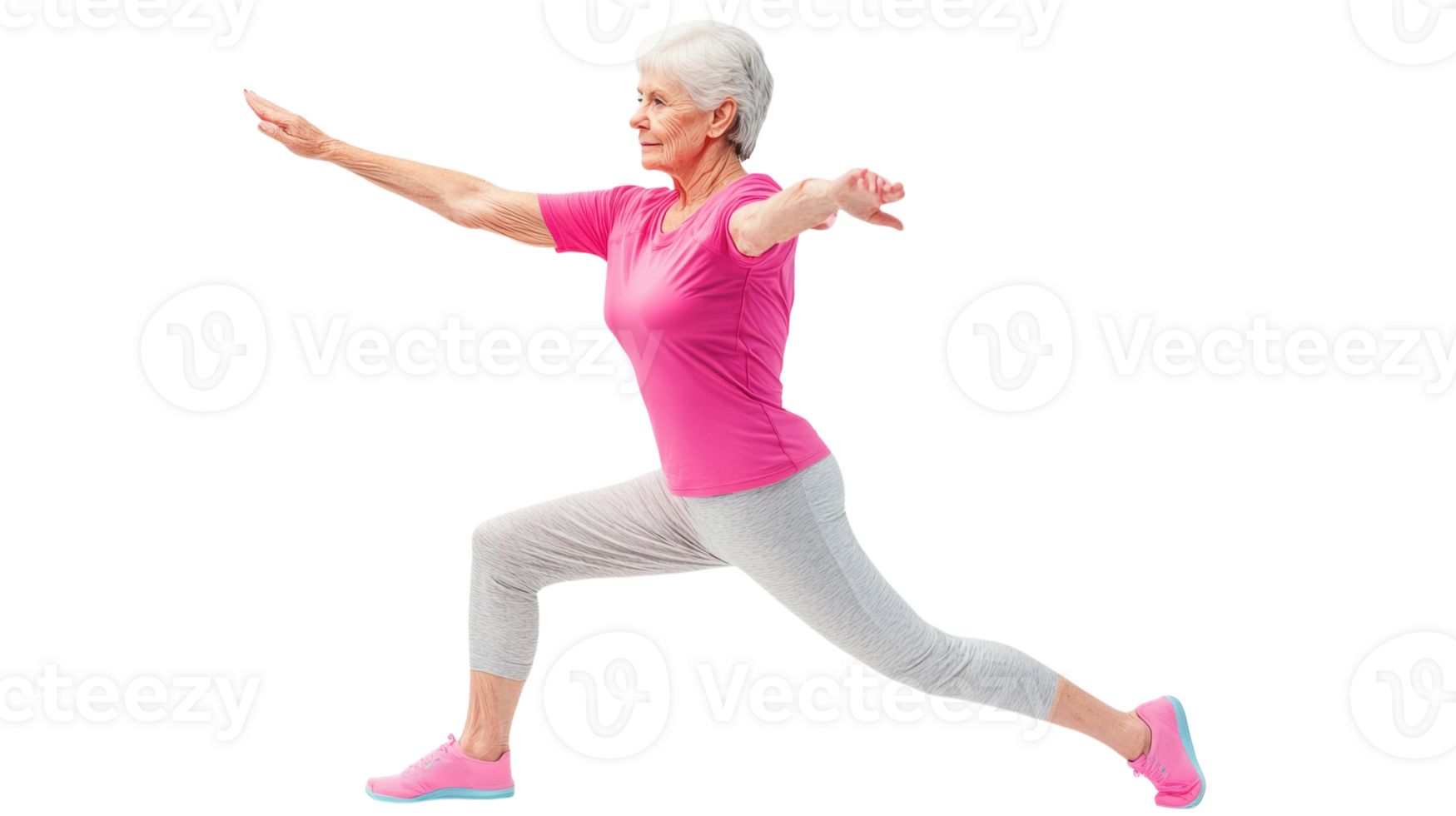 Inspiring Image of an Old Woman in a Fitness Instructor Outfit Promoting Active Lifestyle for Seniors in Fitness Training Programs. png