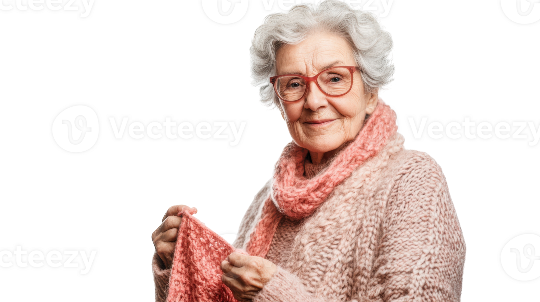 An old woman comfortably dressed in a cozy cardigan, immersed in reading a book, capturing a peaceful moment that can be used in various storytelling or lifestyle contexts.. png
