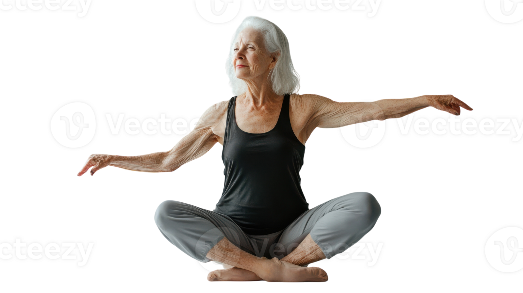 An Old Woman Gracefully Rehearsing Dance Movements in a Colorful Dance Outfit Perfect for Capturing the Essence of Experience and Passion for Performance. png